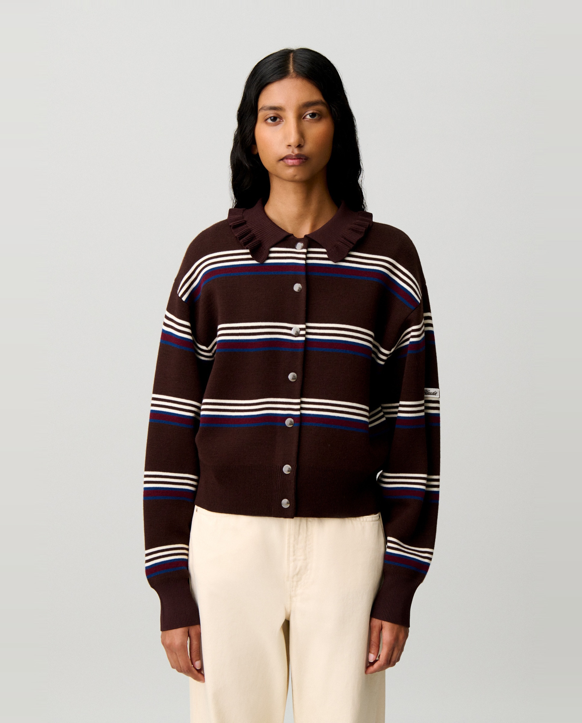 Cárdigan de punto de mujer a rayas de manga larga - Claudie Pierlot - Multicolor Multicolor-1