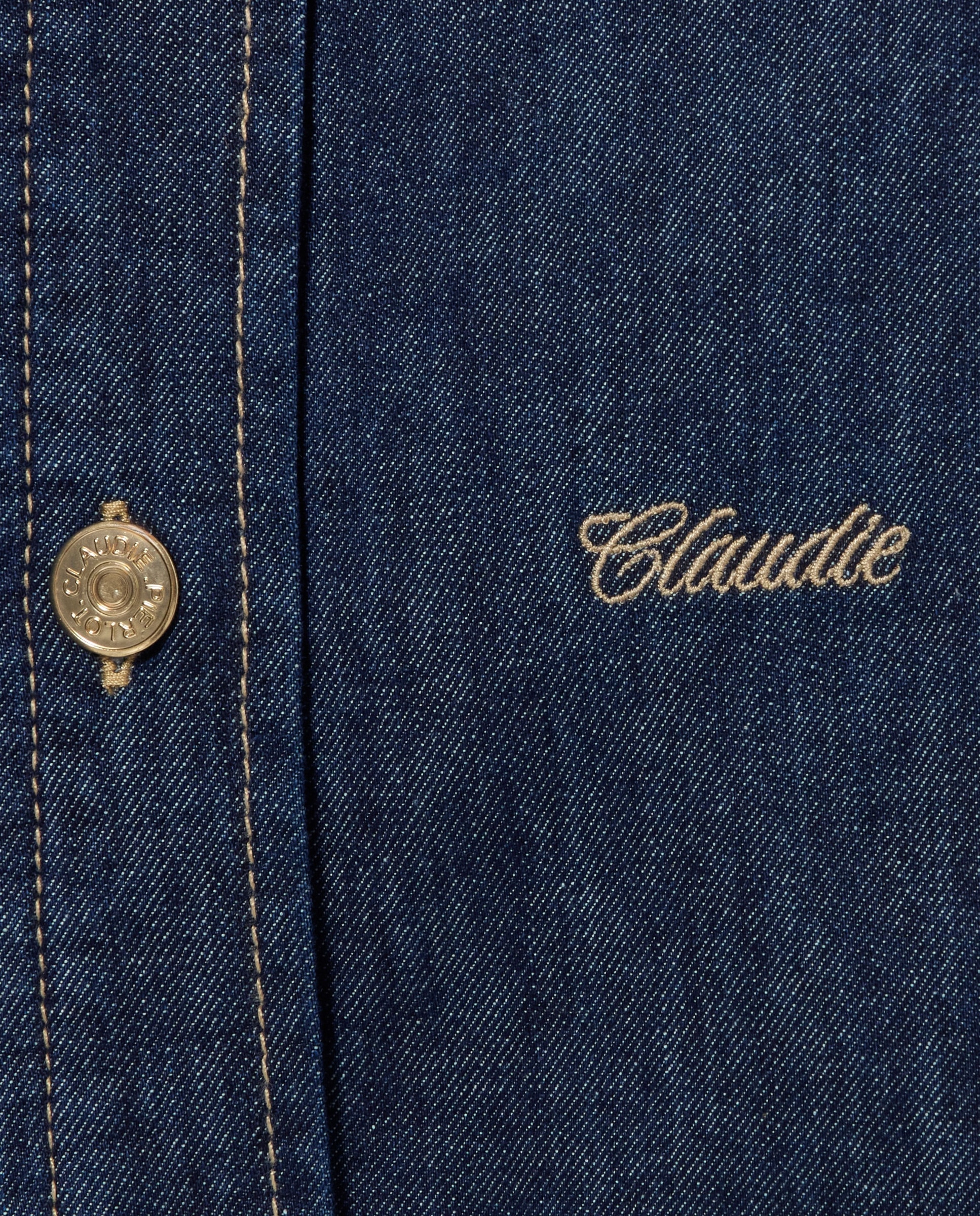 Camisa de mujer con manga larga en denim suave - Claudie Pierlot - Azul Azul-7