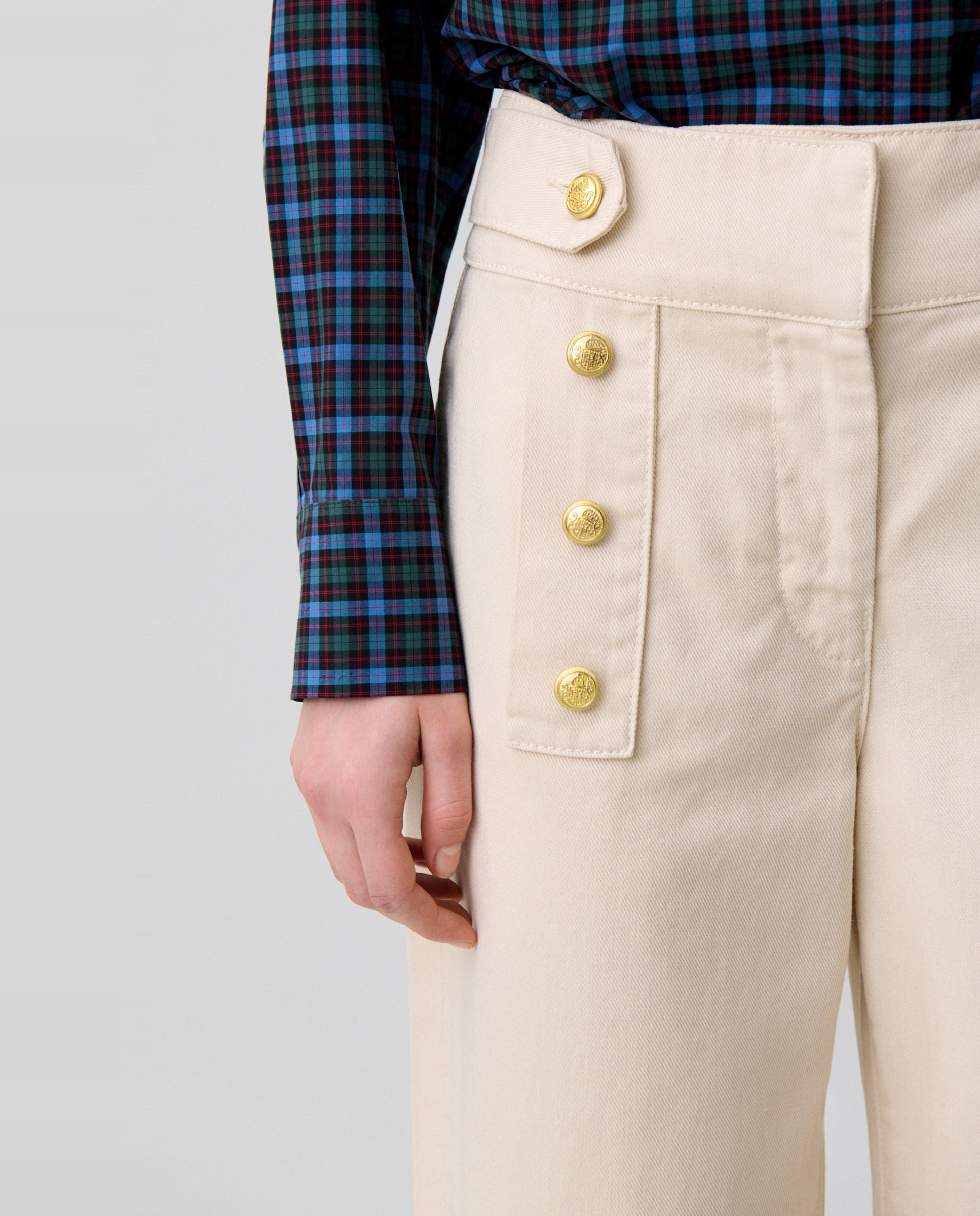 Pantalones anchos de mujer de denim de tiro medio - Claudie Pierlot - Beige Beige-5