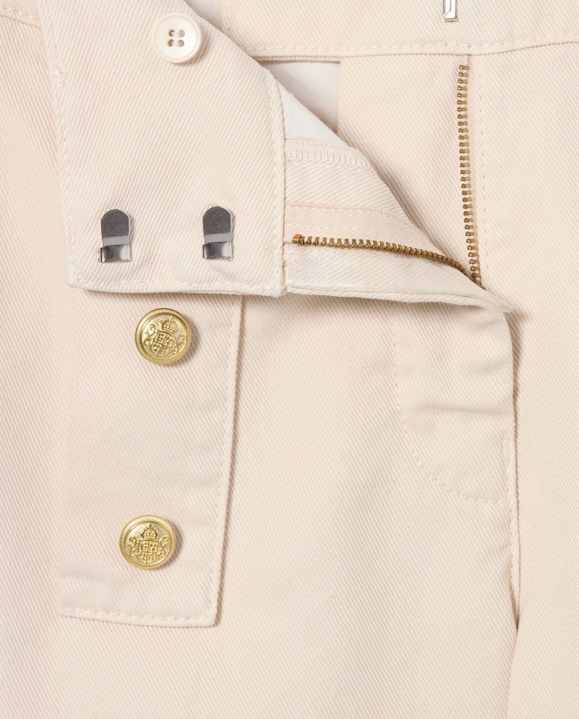 Pantalones anchos de mujer de denim de tiro medio - Claudie Pierlot - Beige Beige-7