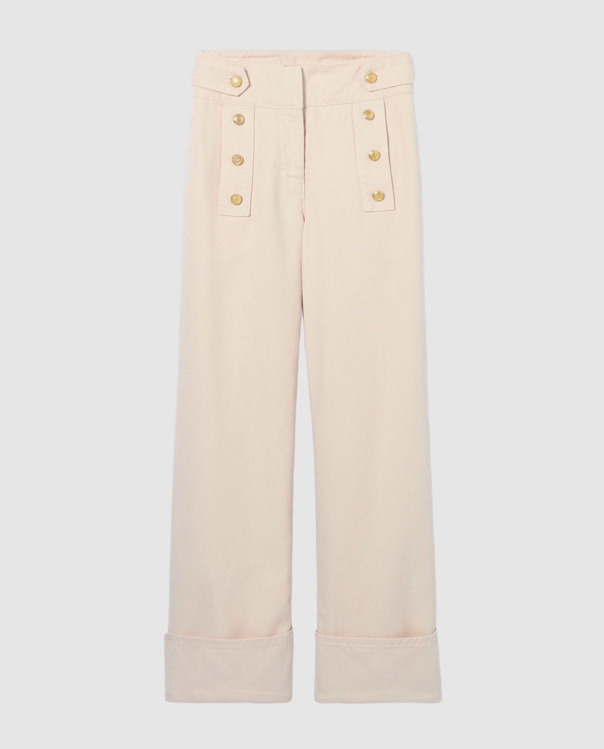 Pantalones anchos de mujer de denim de tiro medio - Claudie Pierlot - Beige Beige-6