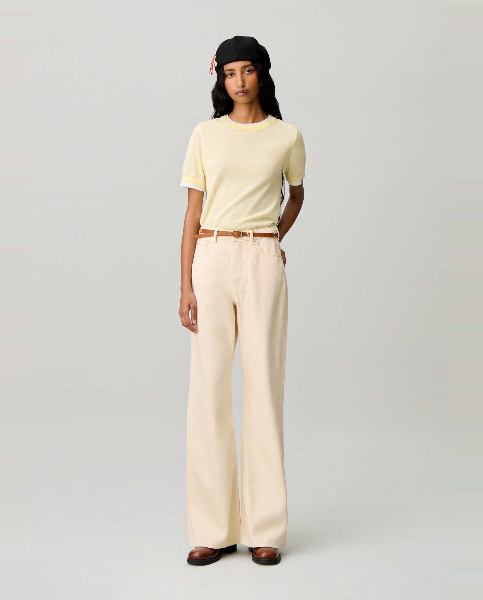 Vaqueros campana de mujer tiro alto - Claudie Pierlot - Beige Beige-1
