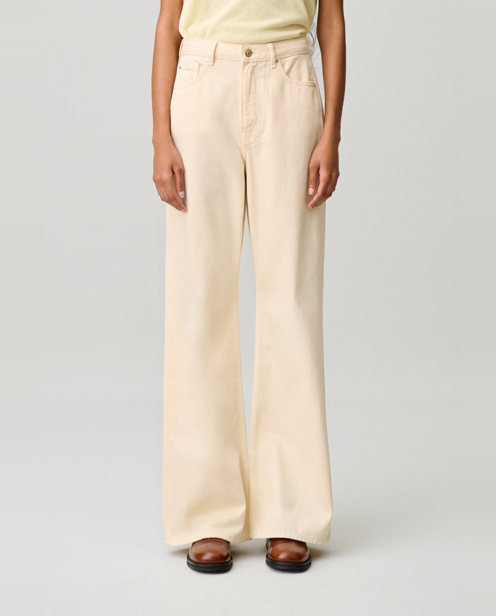 Vaqueros campana de mujer tiro alto - Claudie Pierlot - Beige Beige-2