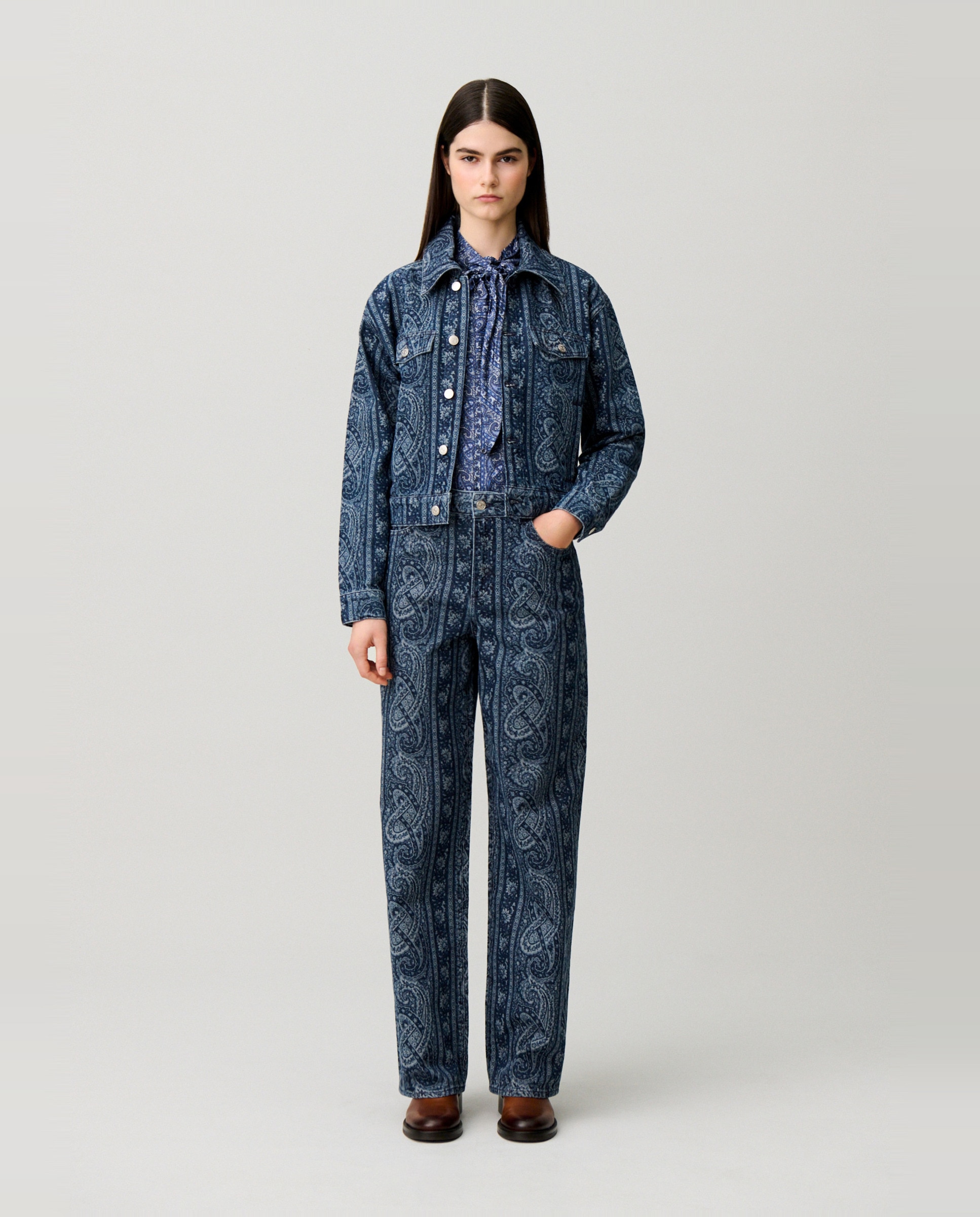 Vaquero de mujer recto con estampado paisley - Claudie Pierlot - Marino Marino-1