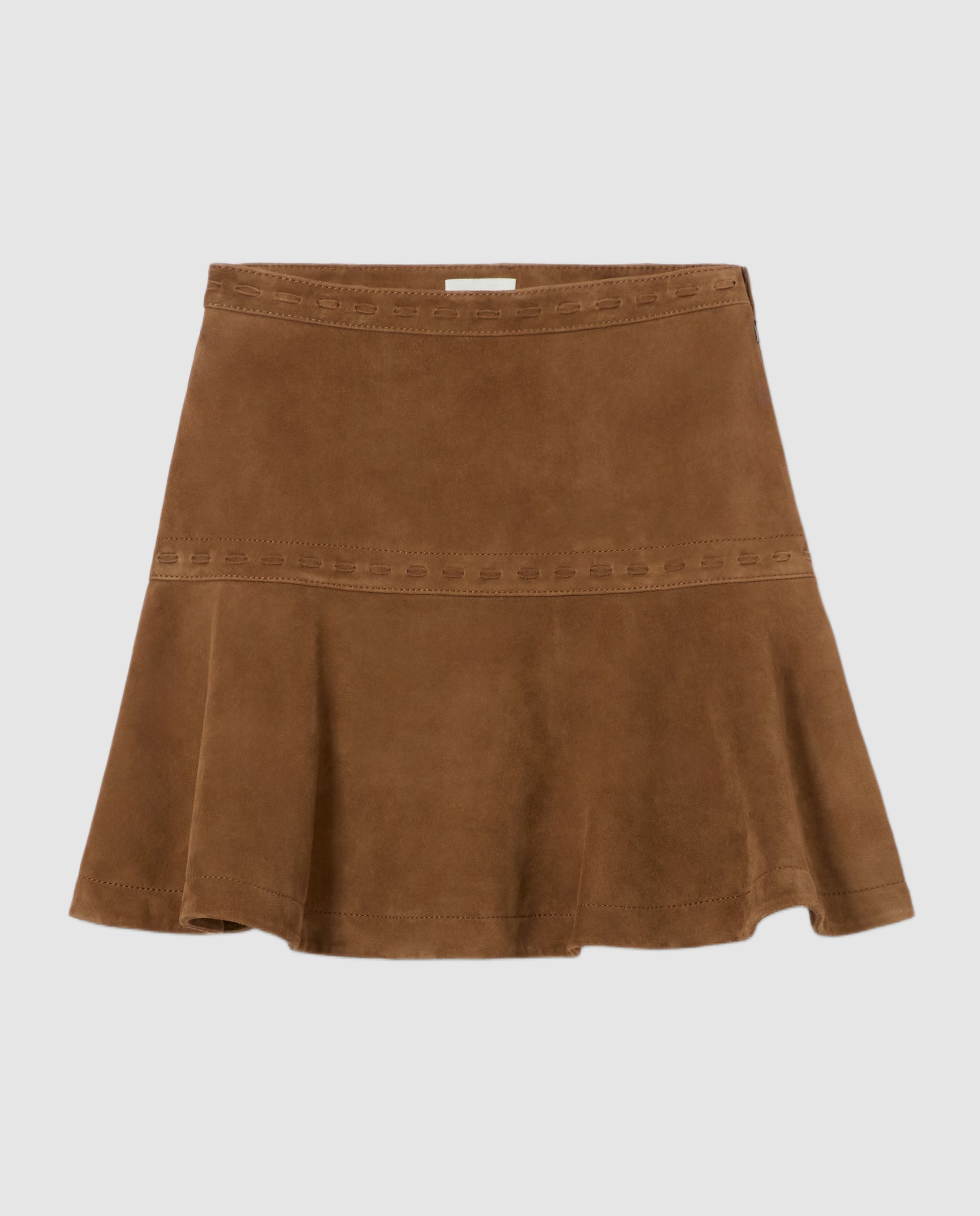 Falda corta de ante ajustada y acampanada - Claudie Pierlot - Marrón Marrón-6
