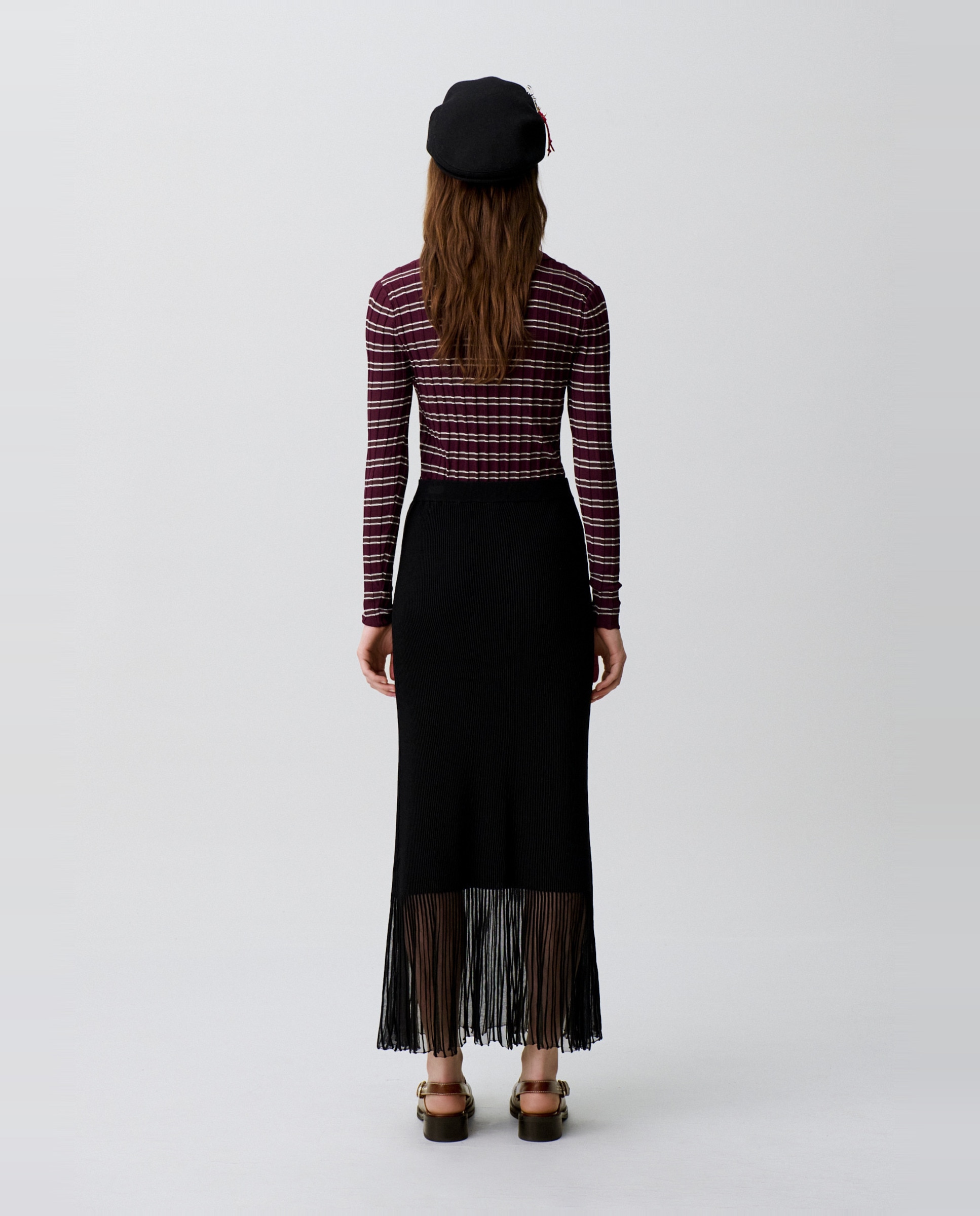 Falda de punto midi con bajo transparente - Claudie Pierlot - Negro Negro-3