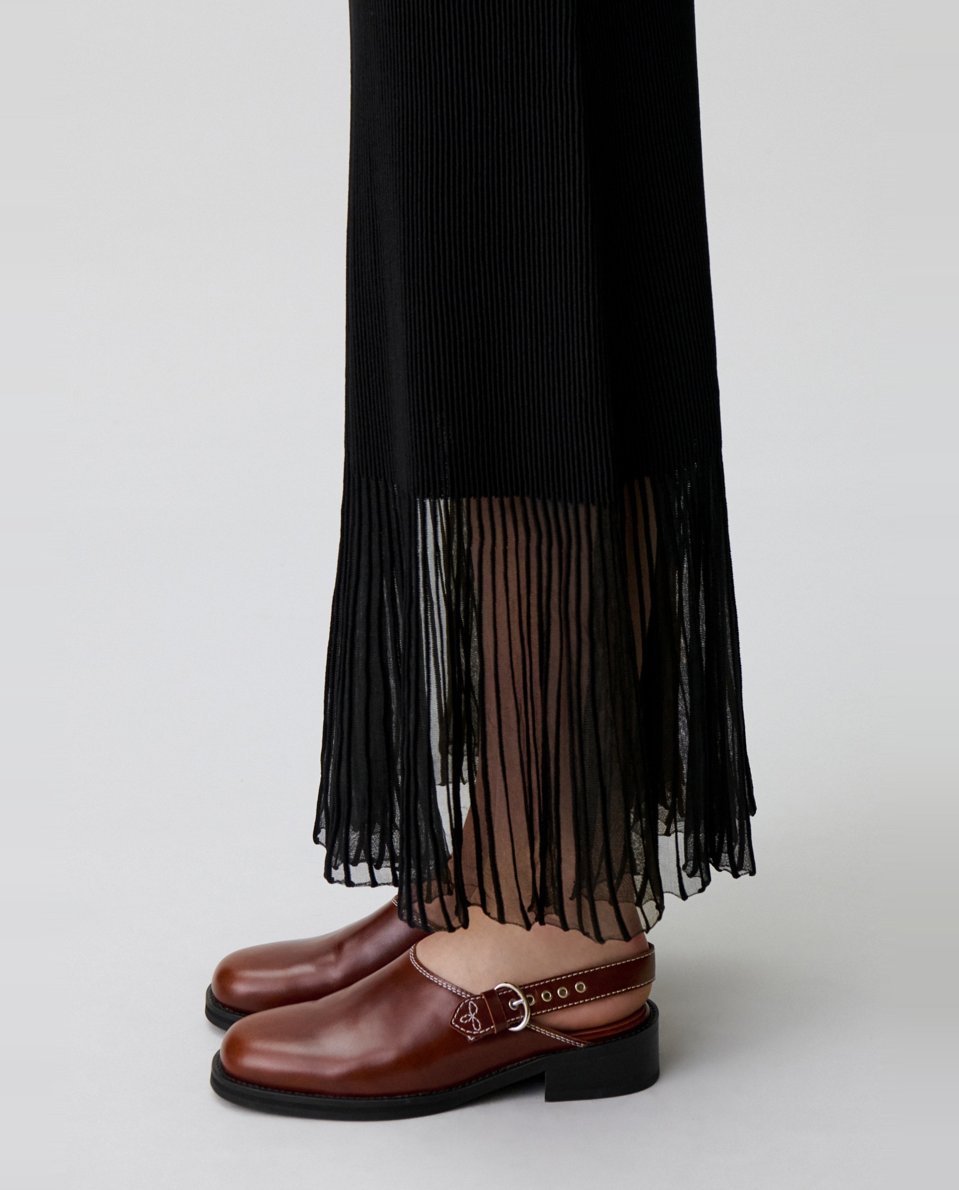 Falda de punto midi con bajo transparente - Claudie Pierlot - Negro Negro-5