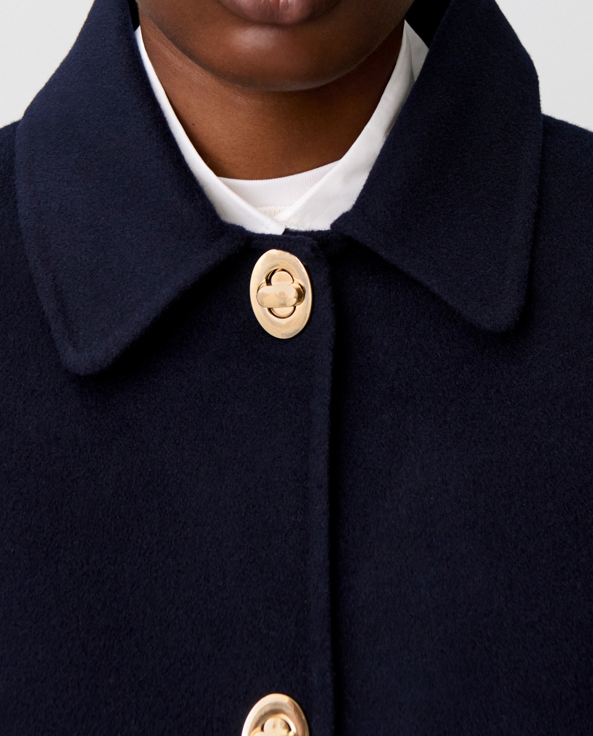 Chaqueta de mujer corte cuadrado con cuello de pana - Claudie Pierlot - Azul marino Azul marino-5