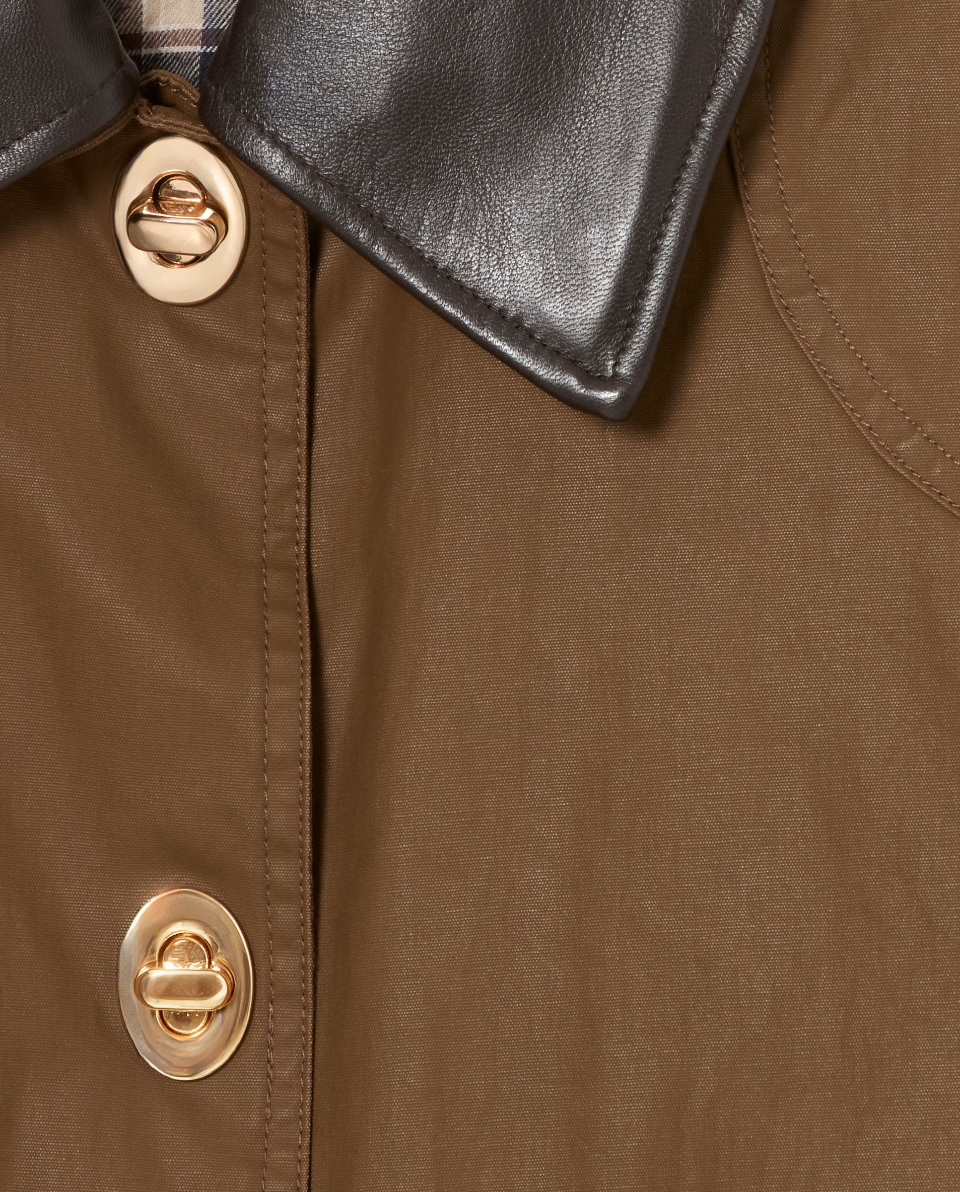 Parka de mujer corta encerada con cuello de piel desmontable - Claudie Pierlot - Marrón Marrón-7