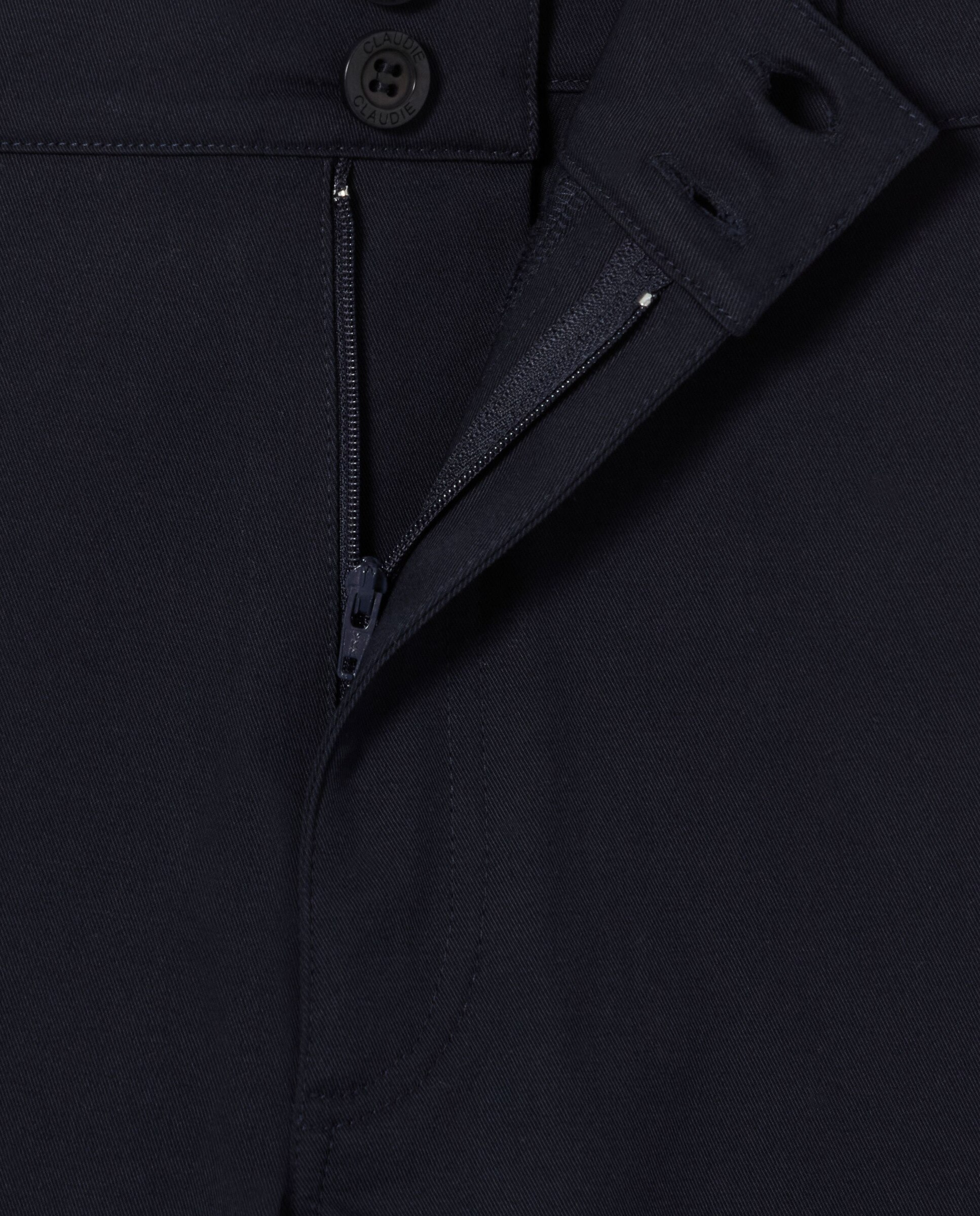 Pantalones rectos anchos de mujer de tiro alto de gabardina de algodón - Claudie Pierlot - Azul marino Azul marino-7