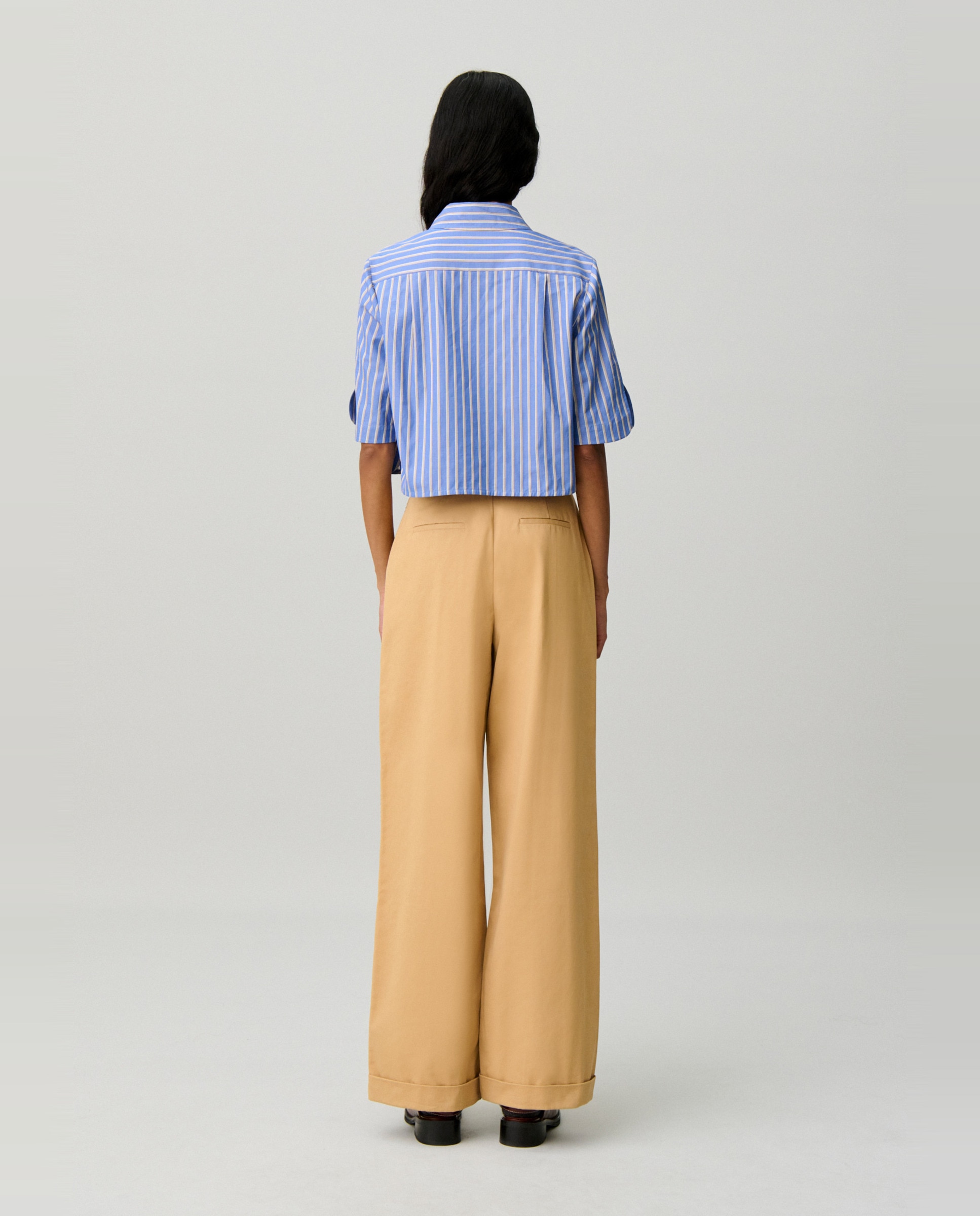 Pantalón de mujer recto de tiro normal con pliegues - Claudie Pierlot - Beige Beige-3