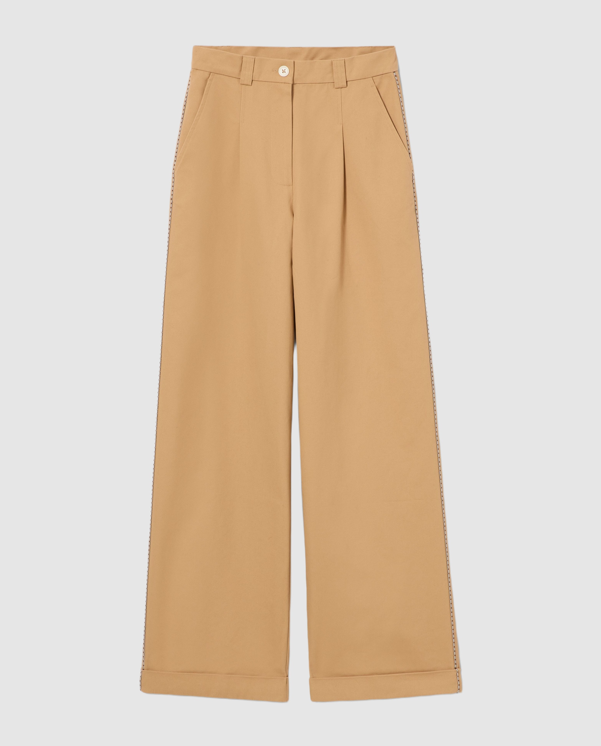 Pantalón de mujer recto de tiro normal con pliegues - Claudie Pierlot - Beige Beige-6