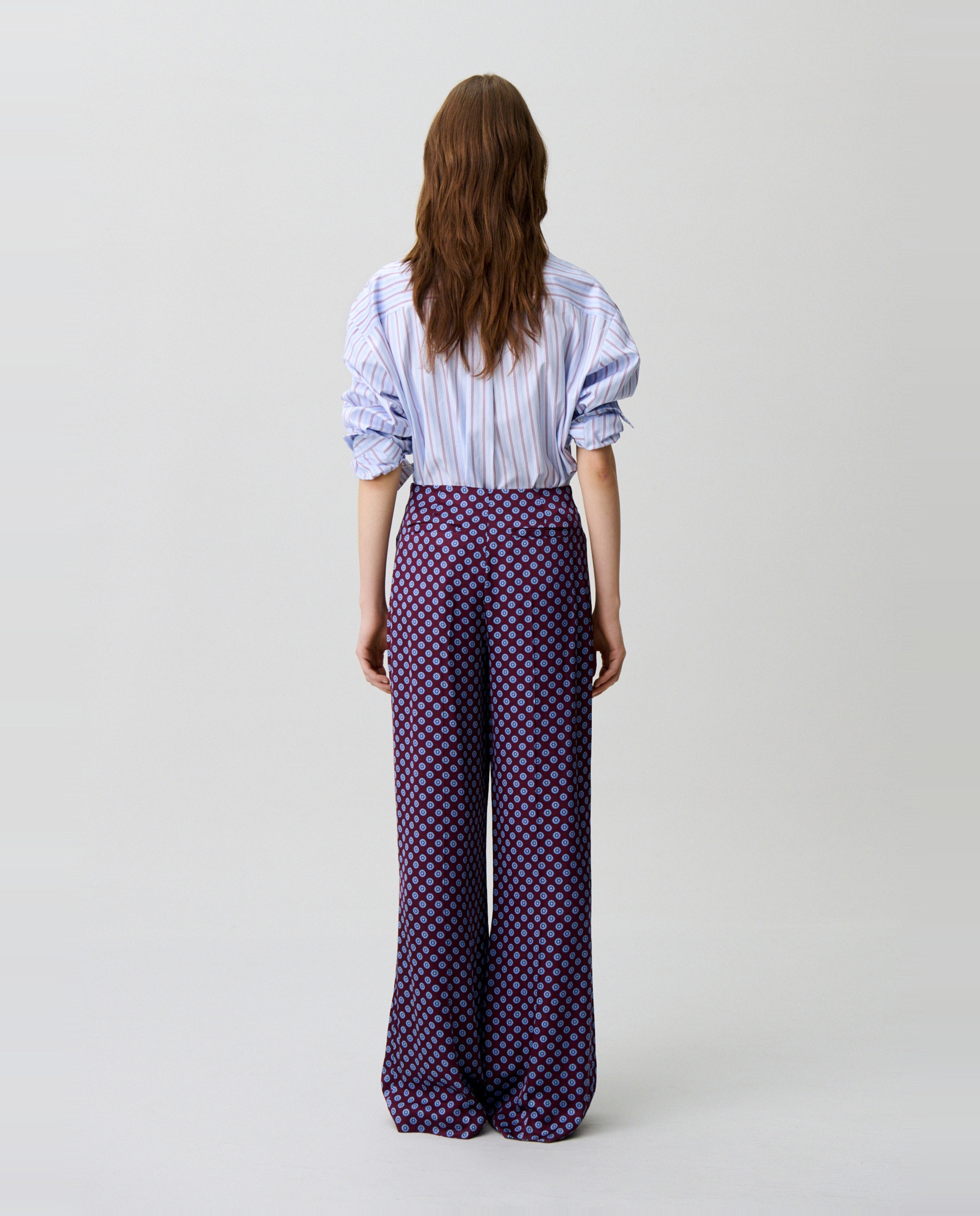 Pantalones anchos de mujer marinero satinado estampado - Claudie Pierlot - Burdeos Burdeos-3