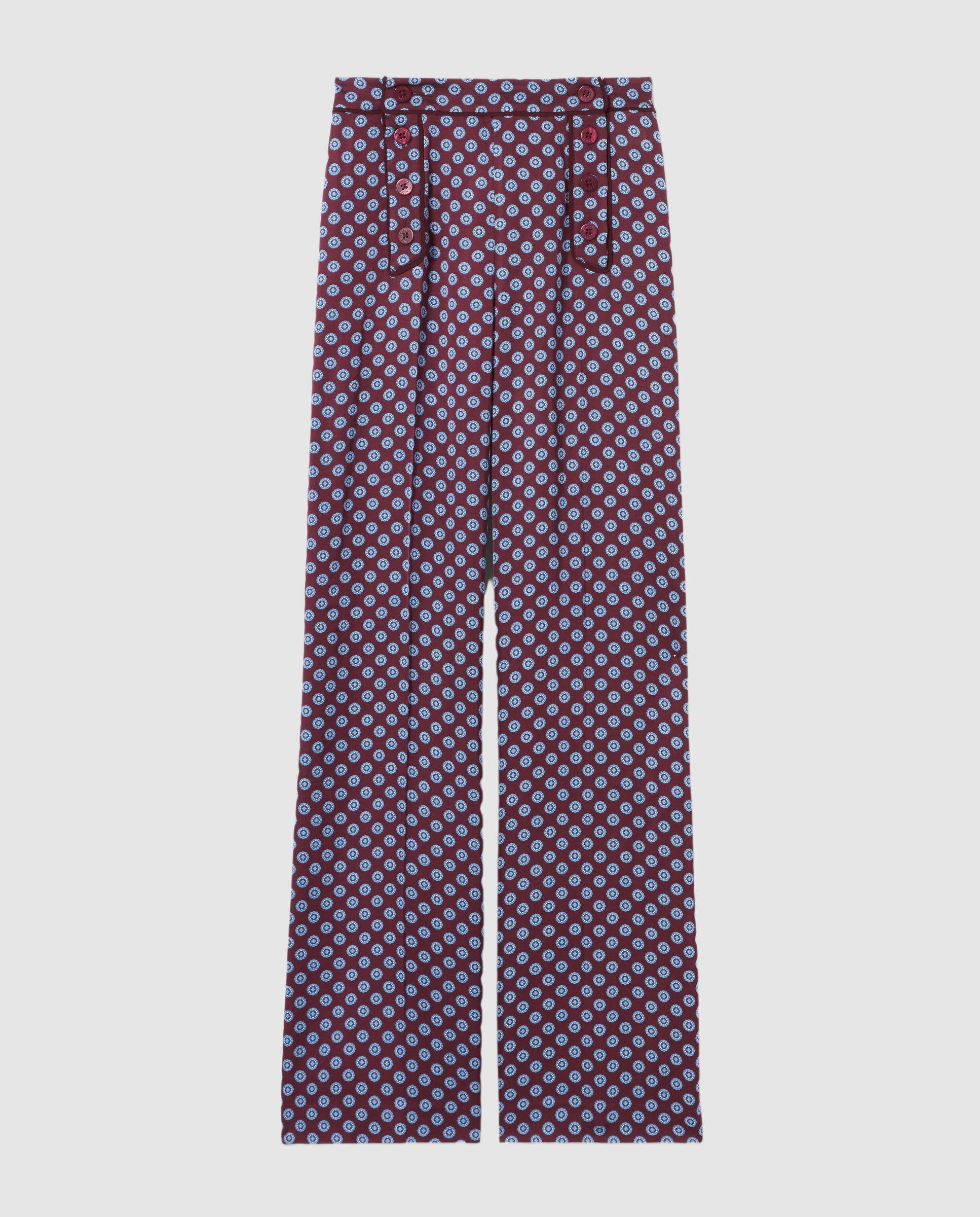 Pantalones anchos de mujer marinero satinado estampado - Claudie Pierlot - Burdeos Burdeos-6
