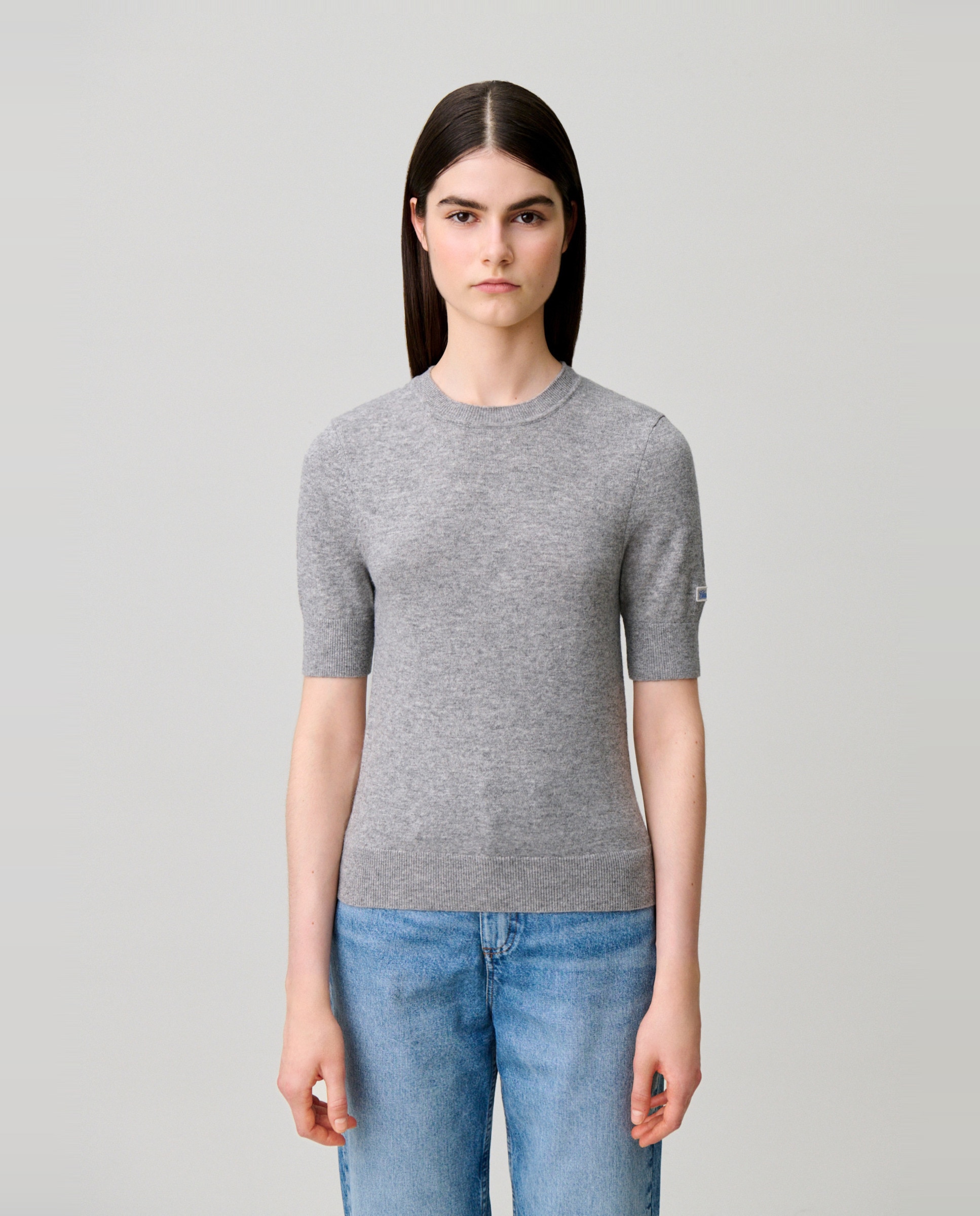 Jersey de punto de mujer de manga corta con cuello camisero desmontable a rayas - Claudie Pierlot - Multicolor Multicolor-1
