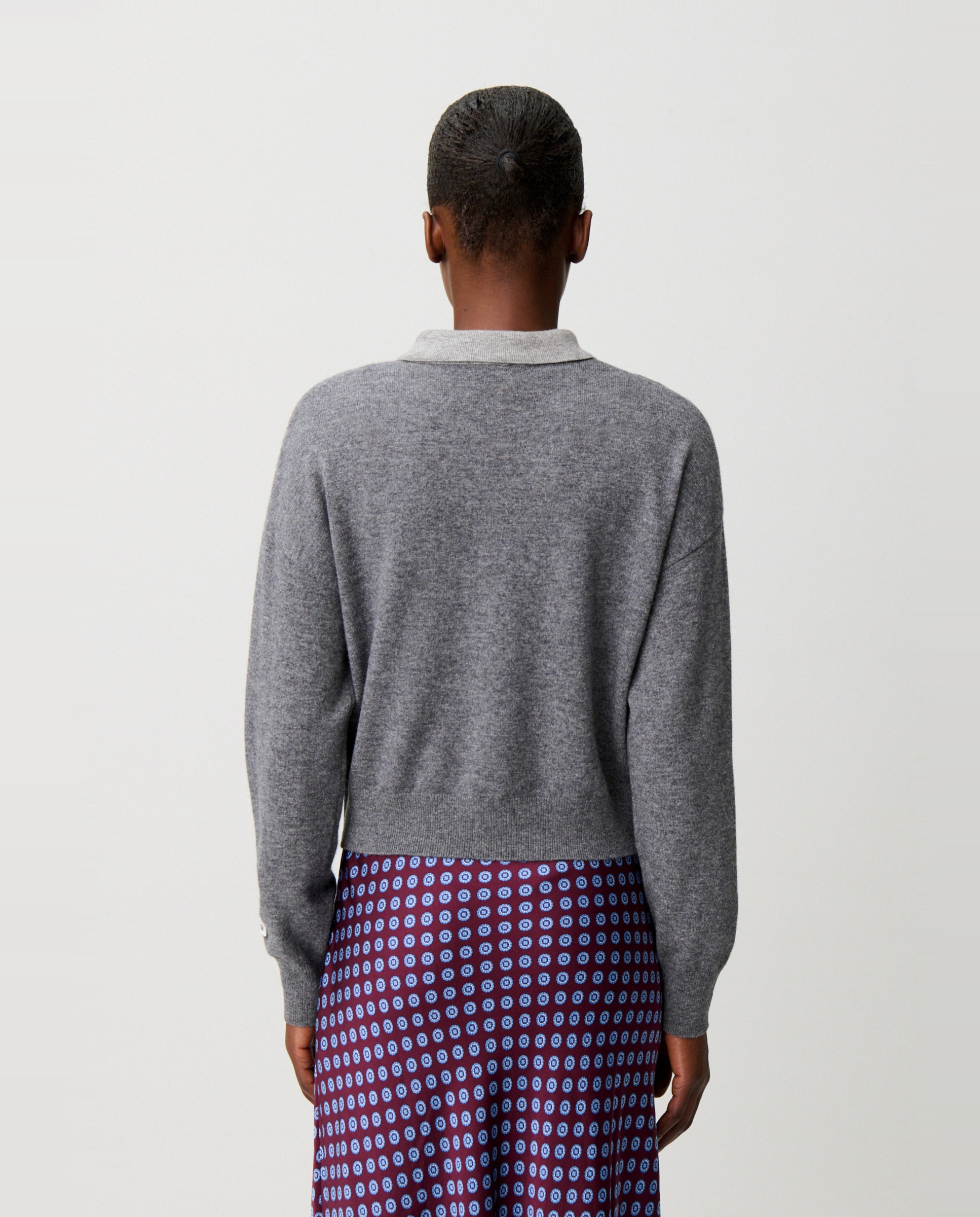 Jersey de mujer de lana con cuello camisero y efecto trampantojo - Claudie Pierlot - Gris Gris-2