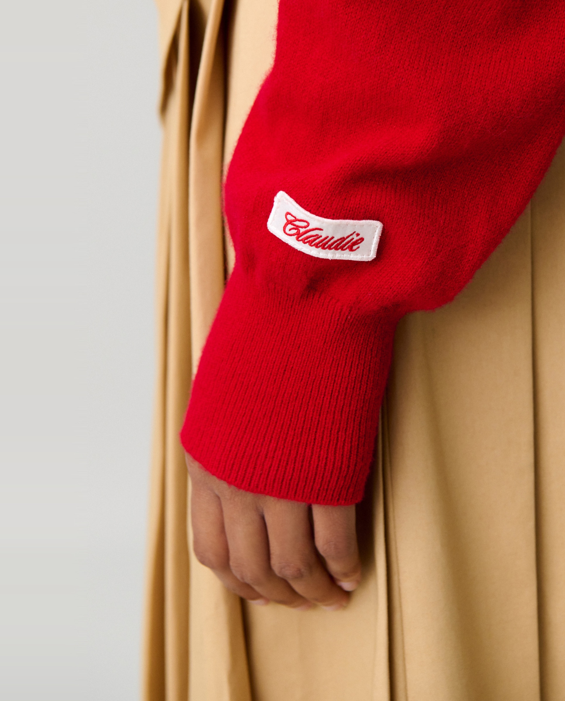 Jersey de mujer de lana con cuello camisero y efecto trampantojo - Claudie Pierlot - Rojo Rojo-5