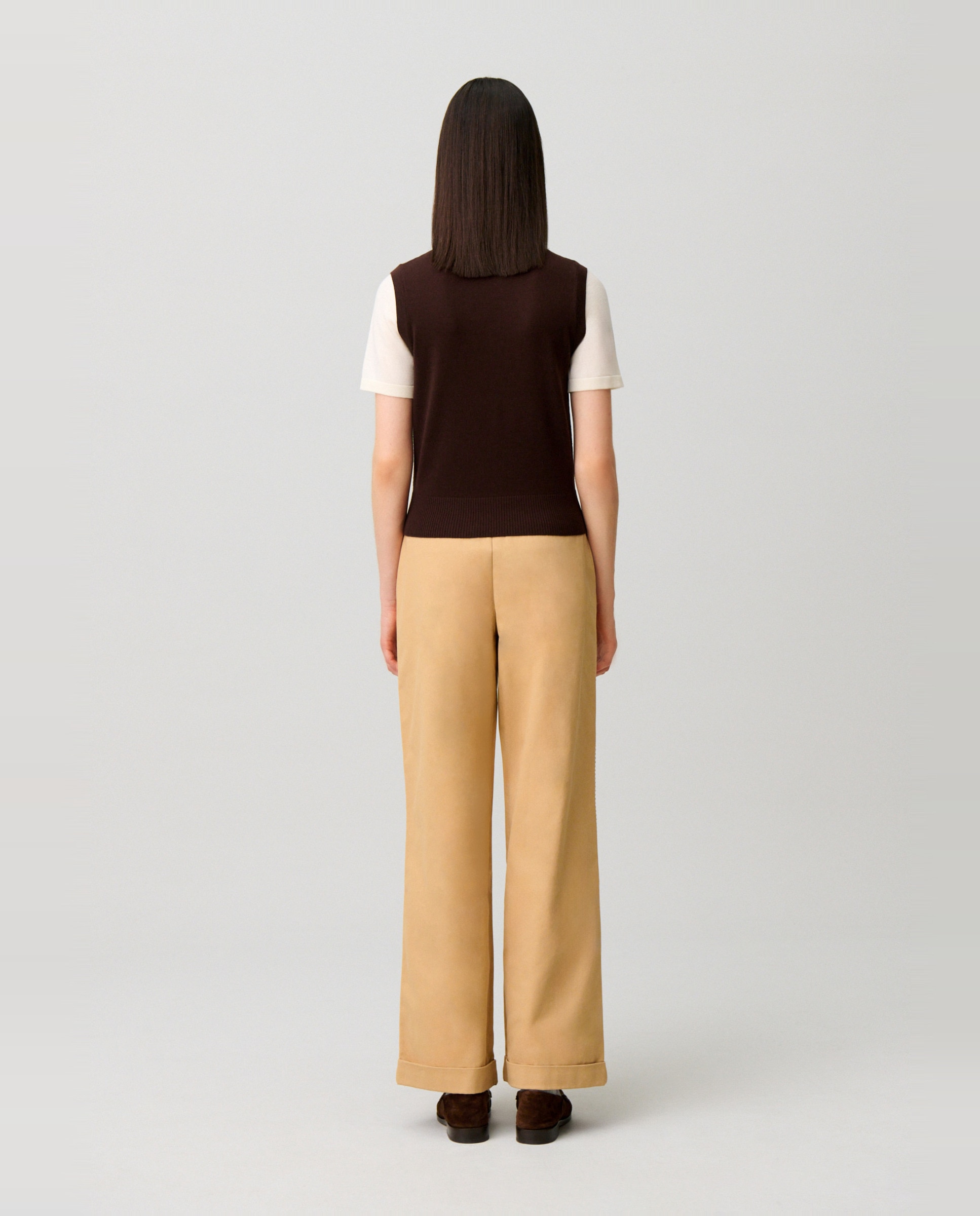 Jersey de mujer efecto trampantojo de manga corta de lana - Claudie Pierlot - Multicolor Multicolor-2