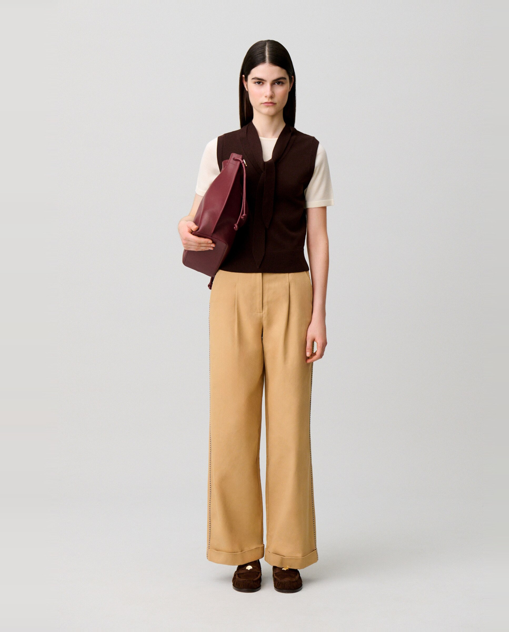 Jersey de mujer efecto trampantojo de manga corta de lana - Claudie Pierlot - Multicolor Multicolor-4