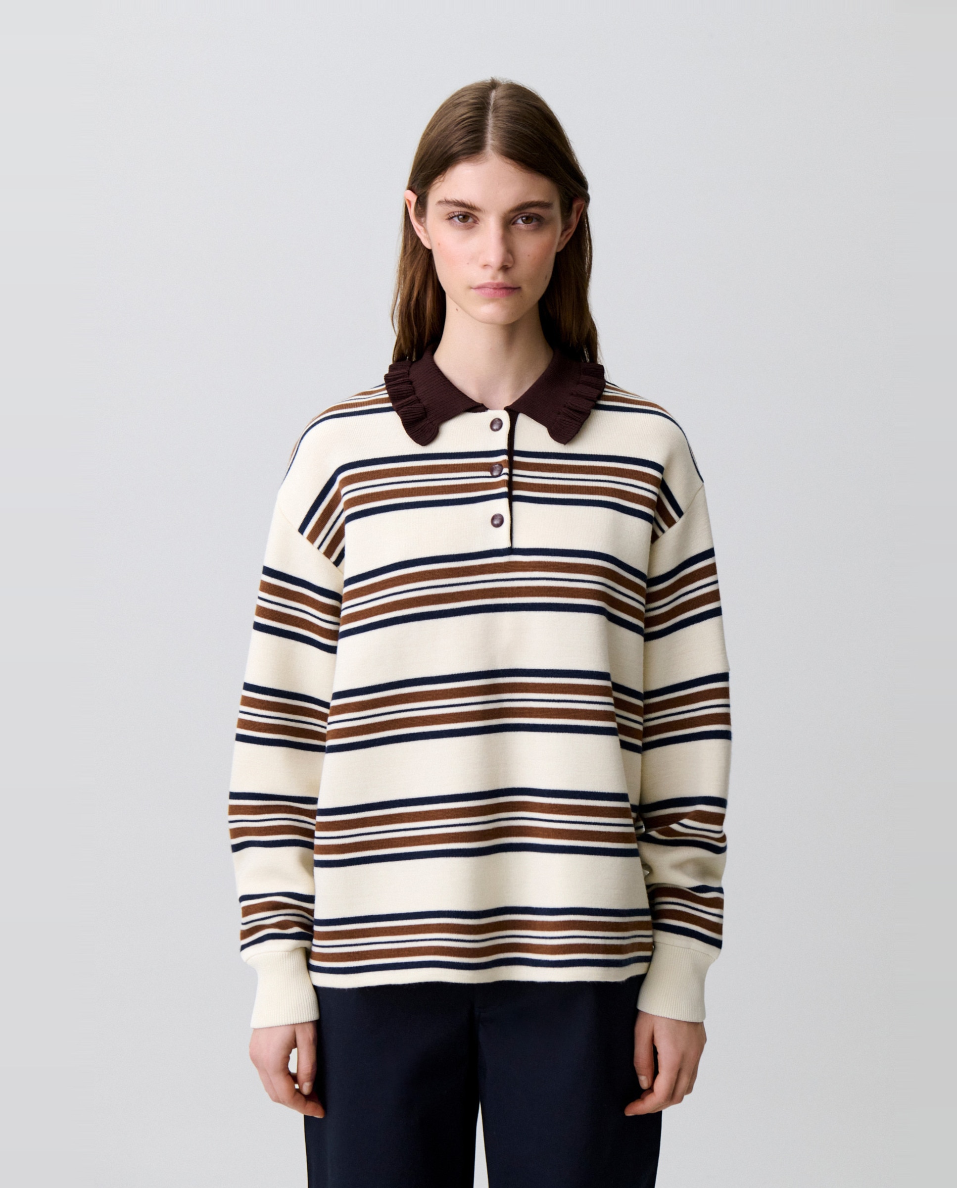 Jersey de punto de mujer polo holgado a rayas - Claudie Pierlot - Multicolor Multicolor-1