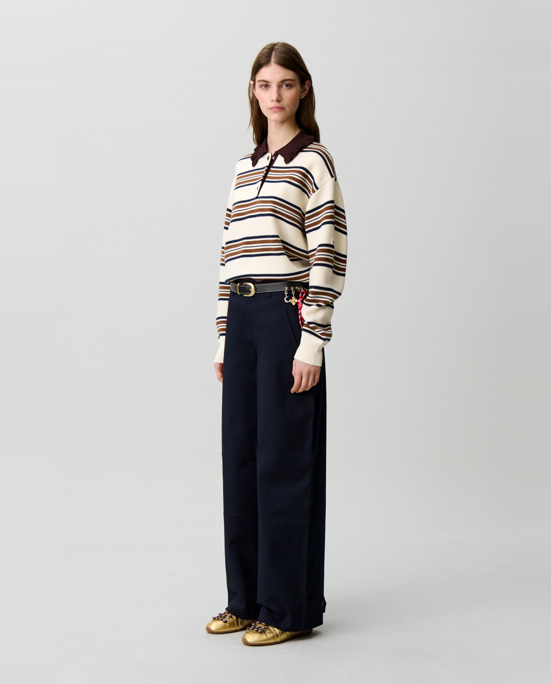 Jersey de punto de mujer polo holgado a rayas - Claudie Pierlot - Multicolor Multicolor-3