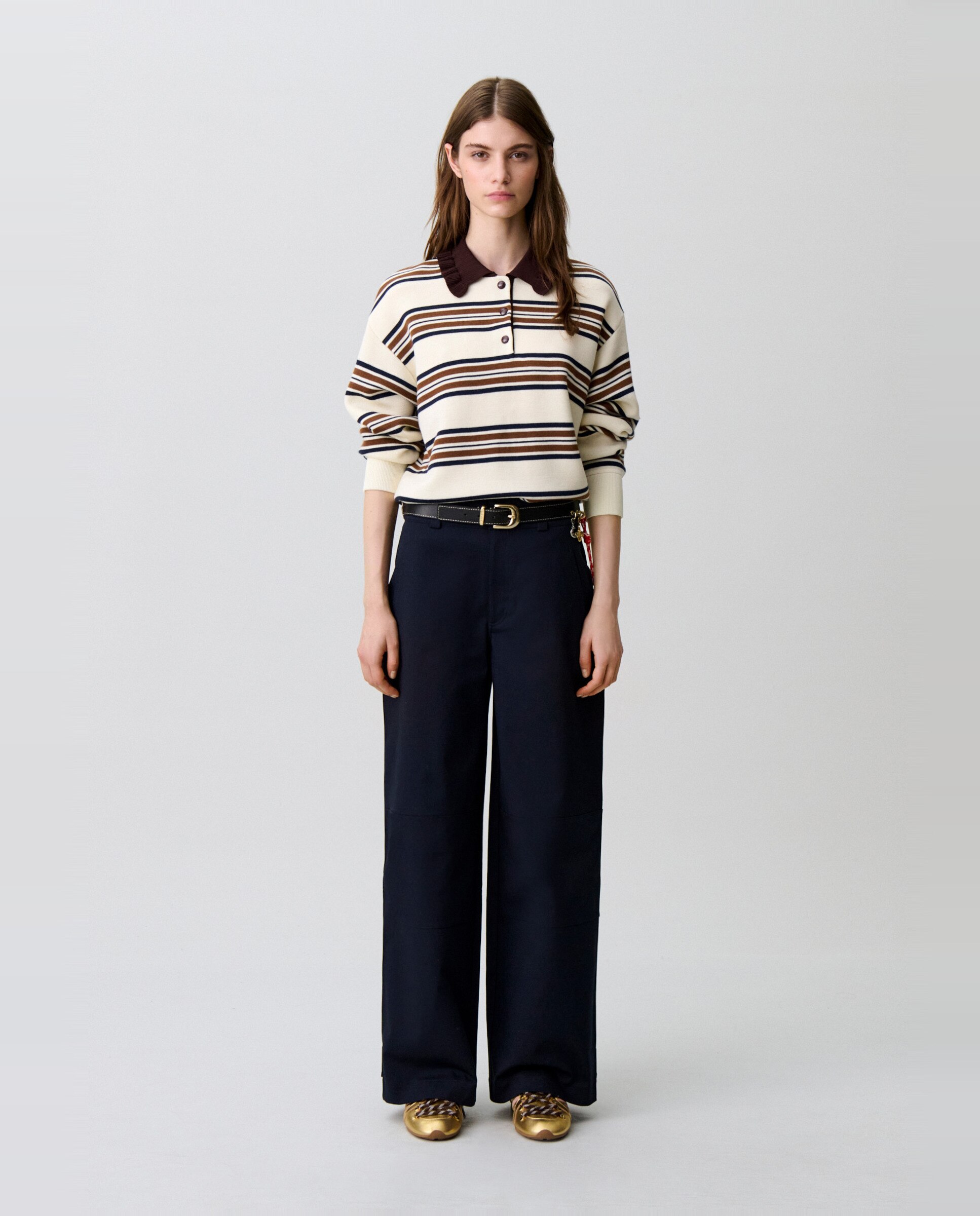 Jersey de punto de mujer polo holgado a rayas - Claudie Pierlot - Multicolor Multicolor-4