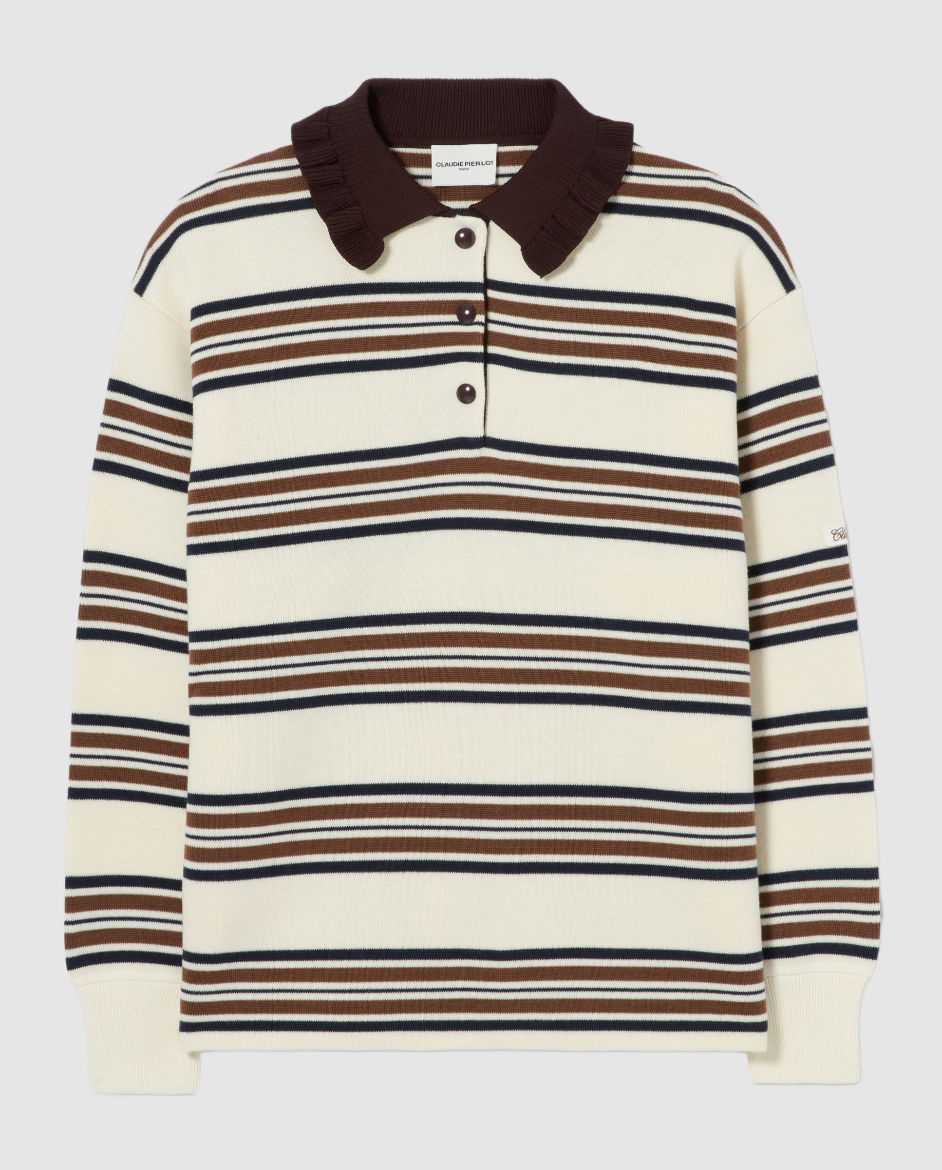 Jersey de punto de mujer polo holgado a rayas - Claudie Pierlot - Multicolor Multicolor-6