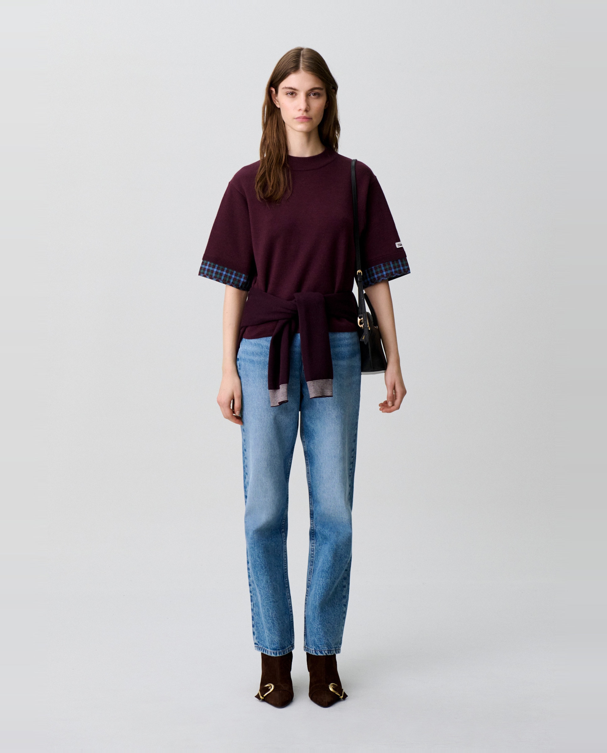 Jersey de mujer corto de punto fino cuello chimenea y mangas cortas - Claudie Pierlot - Multicolor Multicolor-4