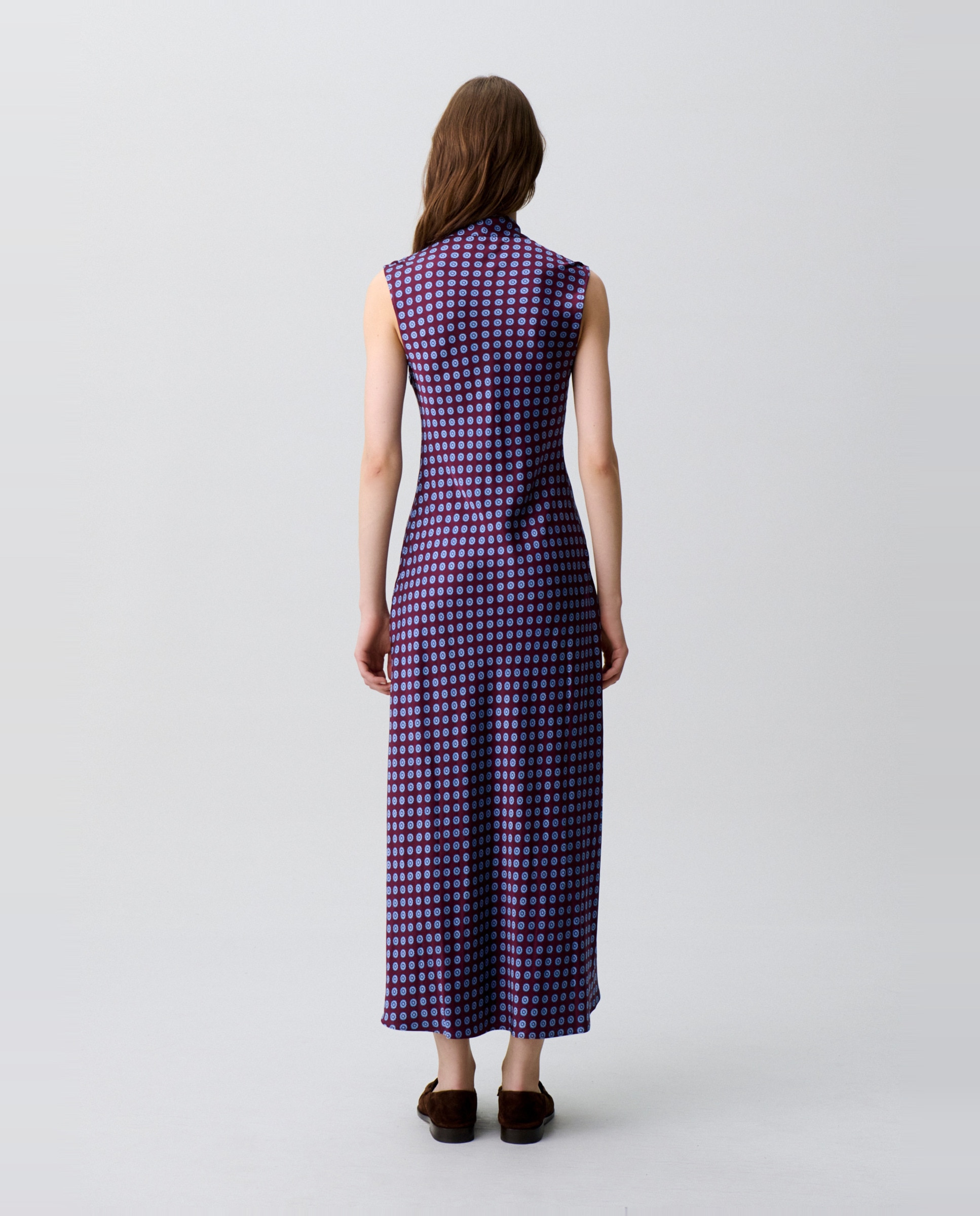 Vestido largo fluido con lazada y encaje - Claudie Pierlot - Burdeos Burdeos-2