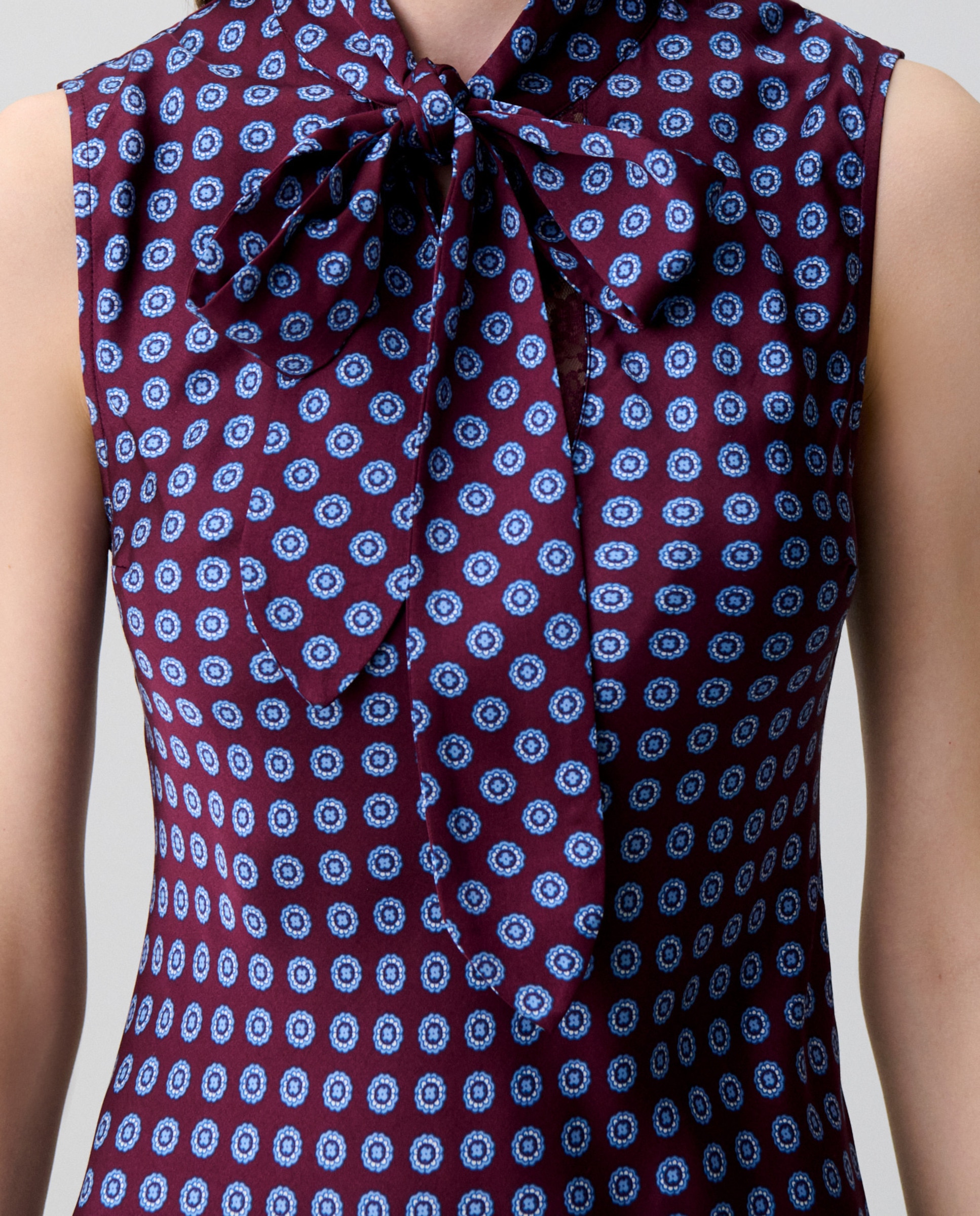 Vestido largo fluido con lazada y encaje - Claudie Pierlot - Burdeos Burdeos-5
