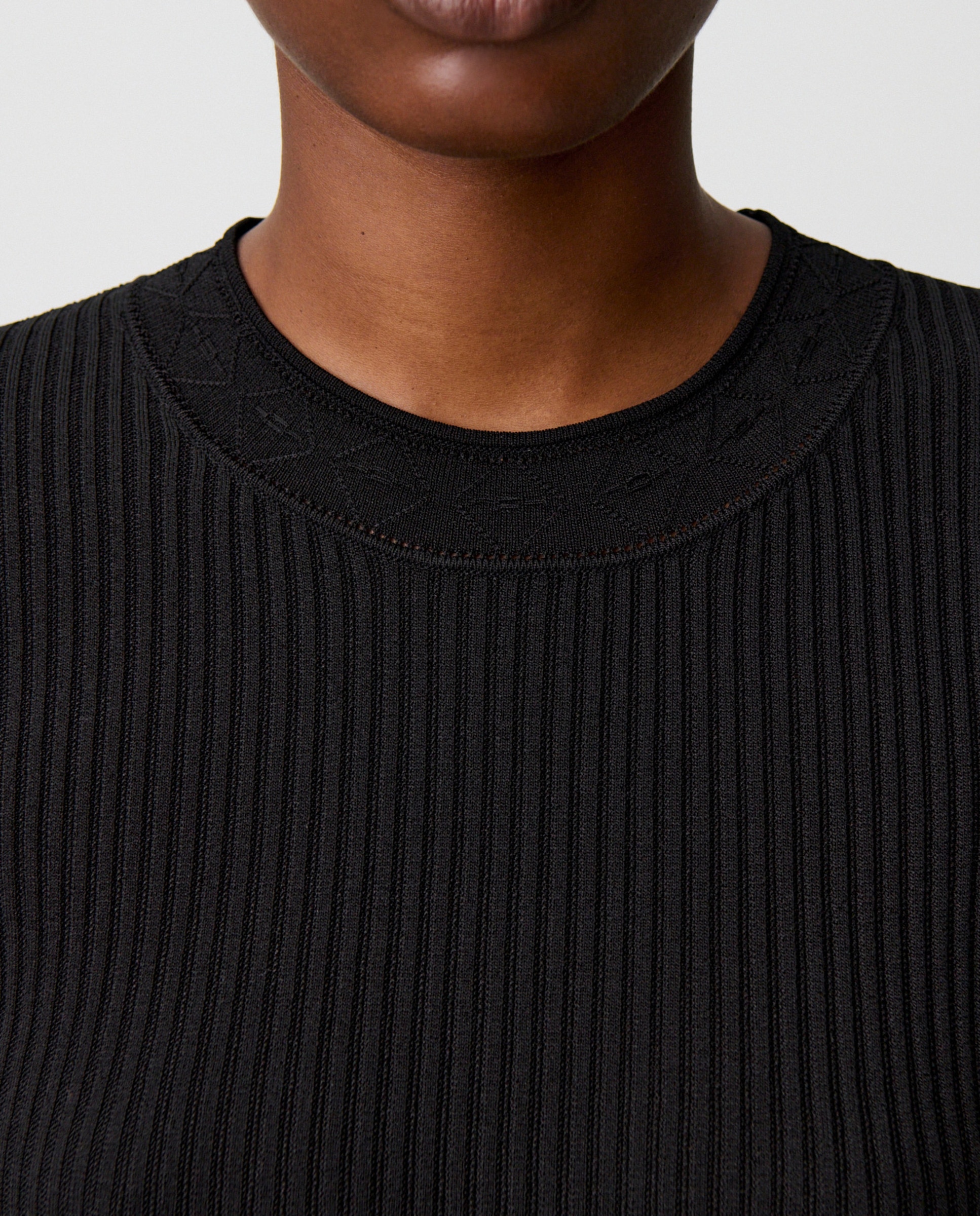 Vestido largo de canalé acampanado - Claudie Pierlot - Negro Negro-4