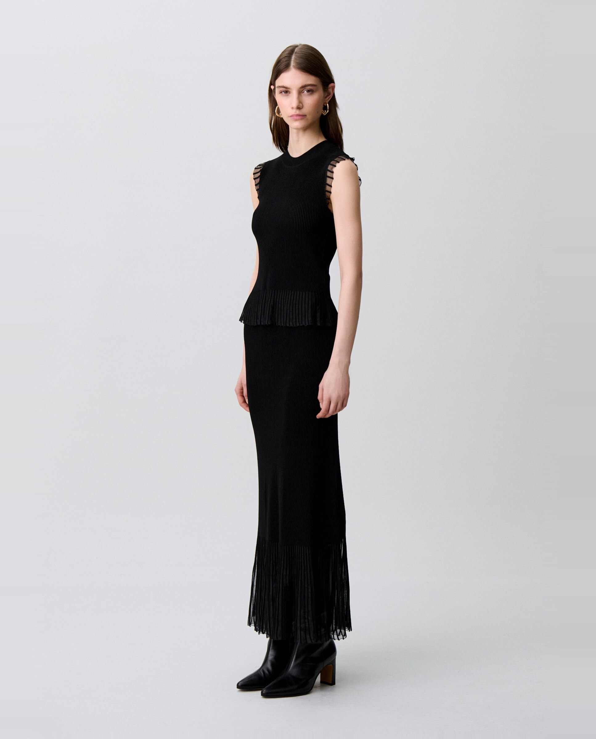 Top de punto de mujer cuello alto sin mangas - Claudie Pierlot - Negro Negro-3