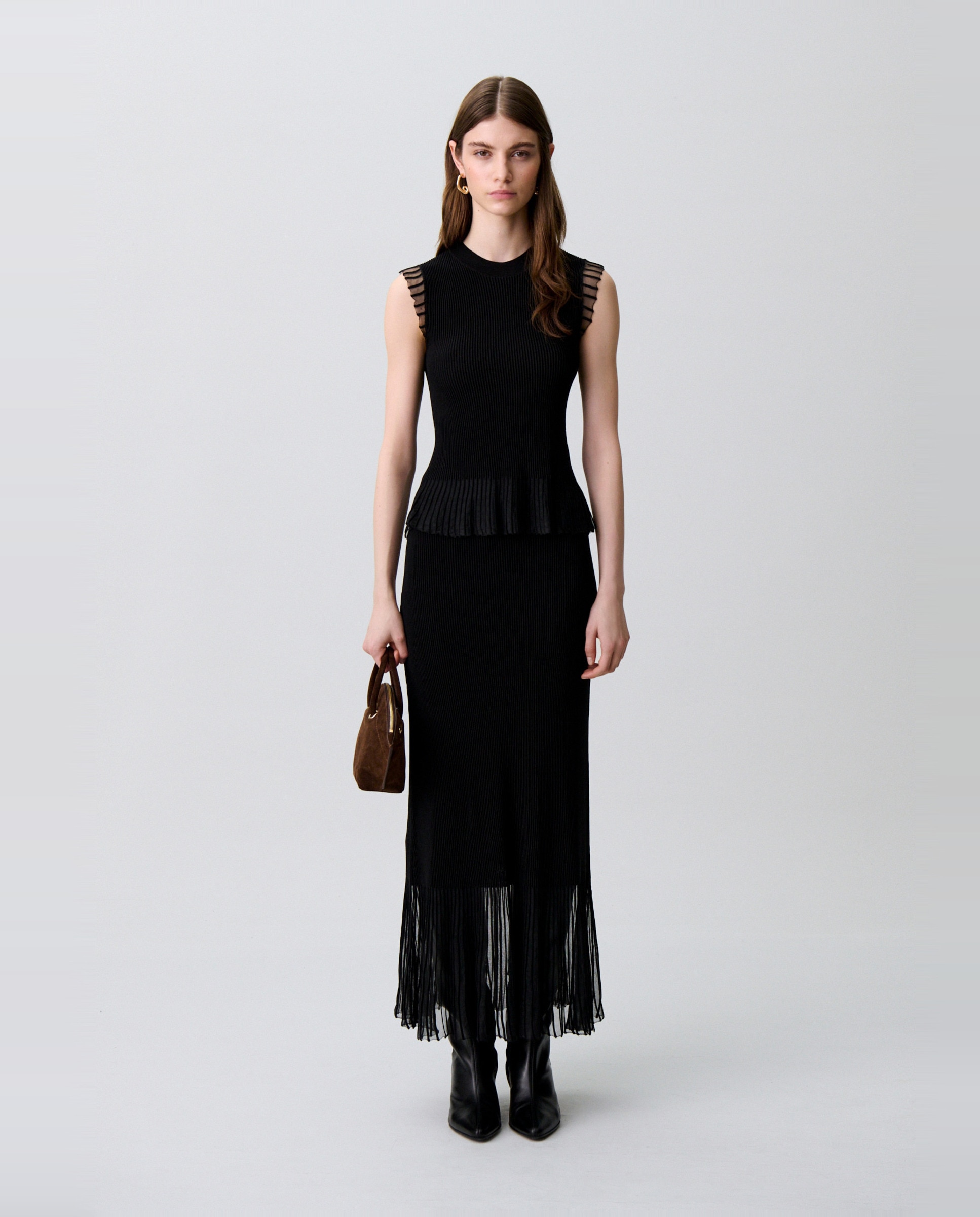 Top de punto de mujer cuello alto sin mangas - Claudie Pierlot - Negro Negro-4