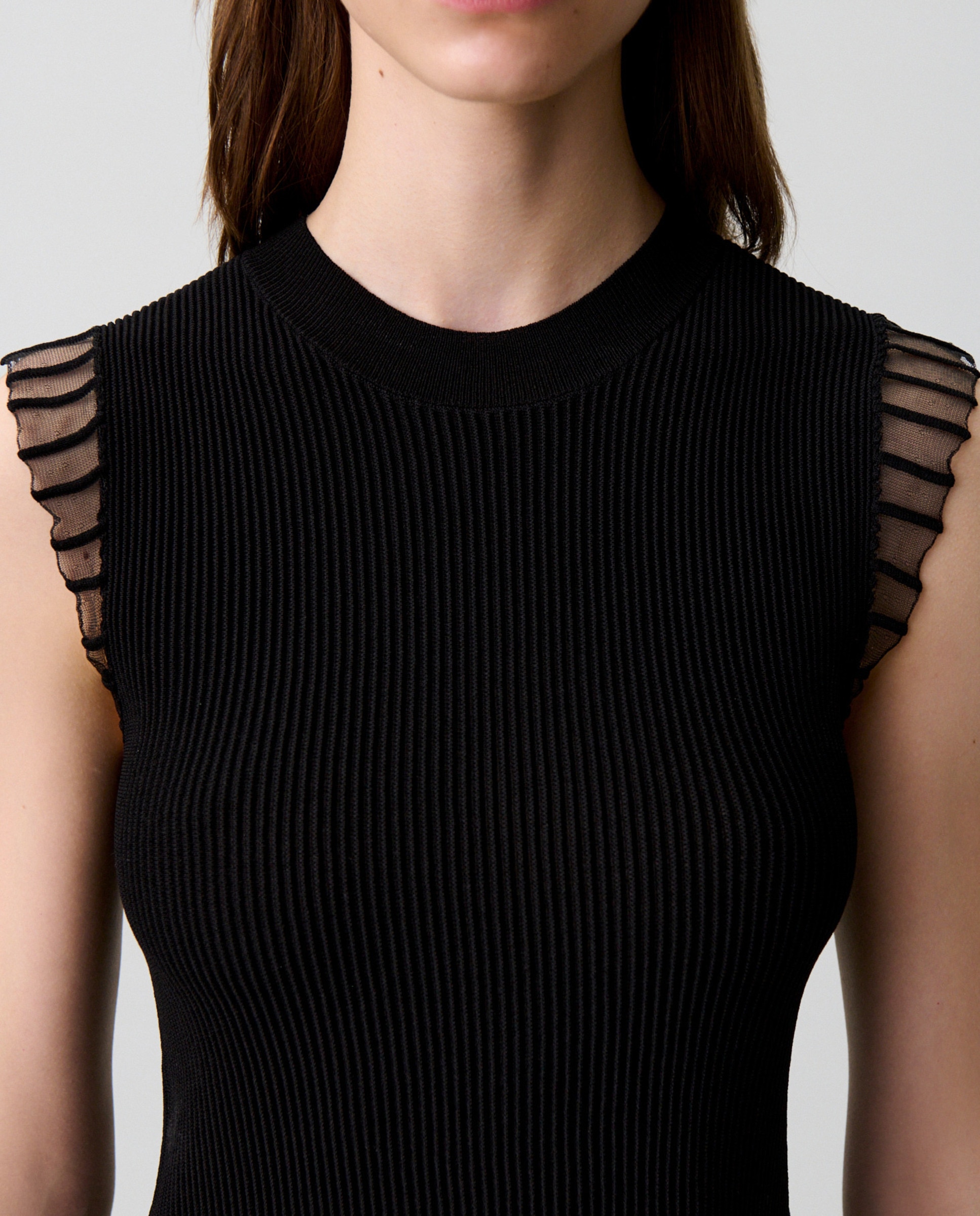 Top de punto de mujer cuello alto sin mangas - Claudie Pierlot - Negro Negro-6