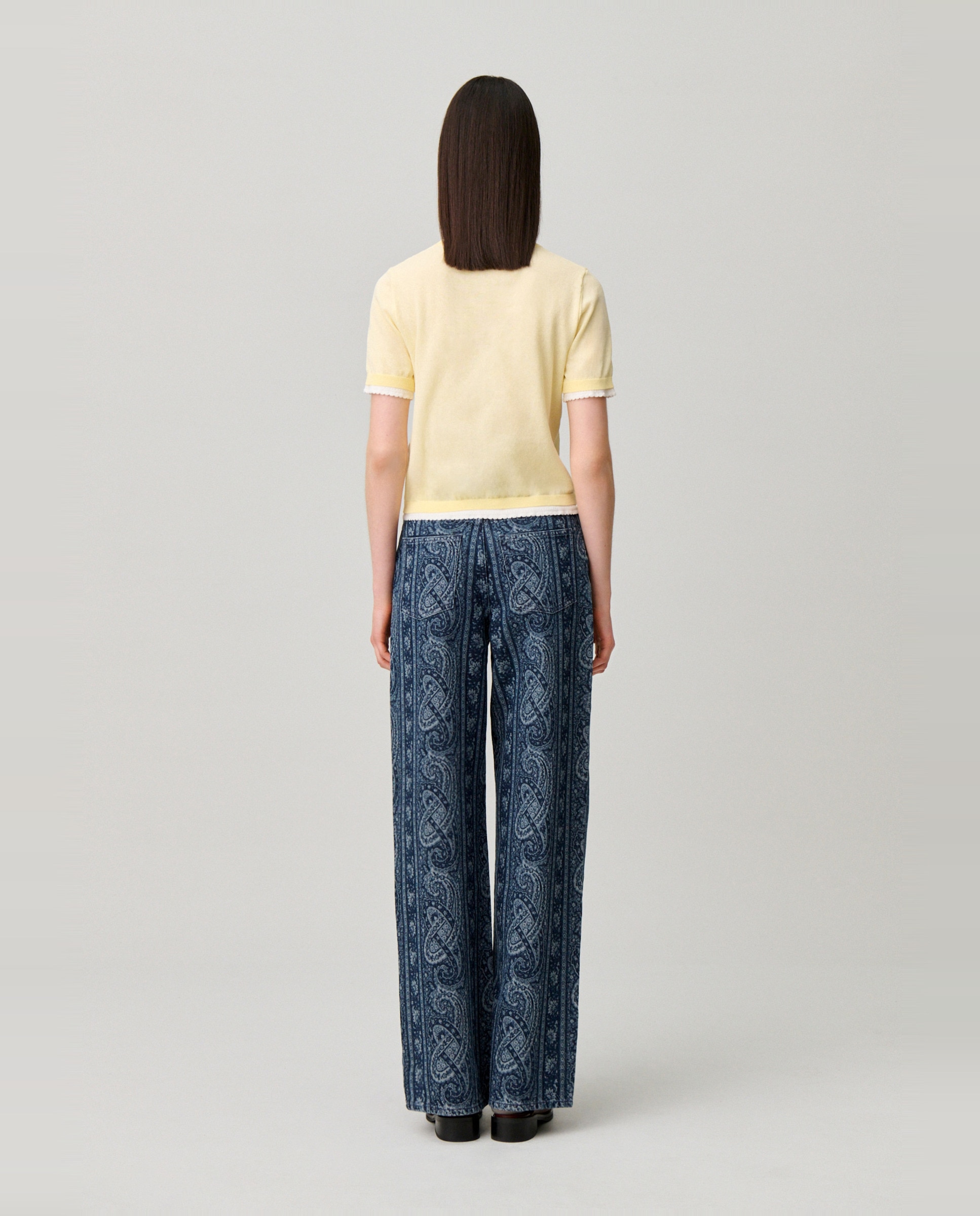 Jersey de punto de mujer de manga corta con efecto de capas en contraste - Claudie Pierlot - Beige Beige-2