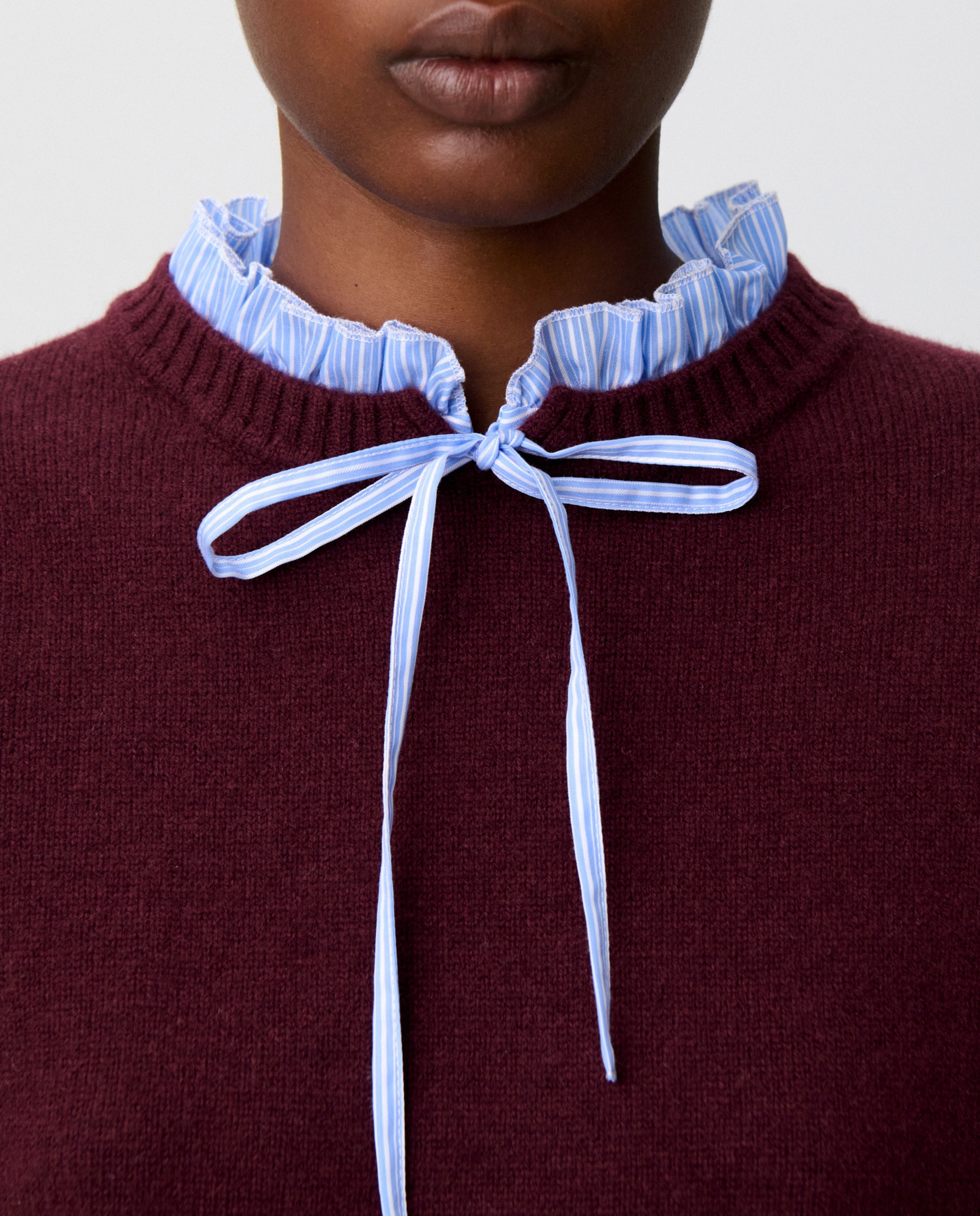 Jersey de punto de mujer con cuello victoriano y a rayas - Claudie Pierlot - Morado Morado-5
