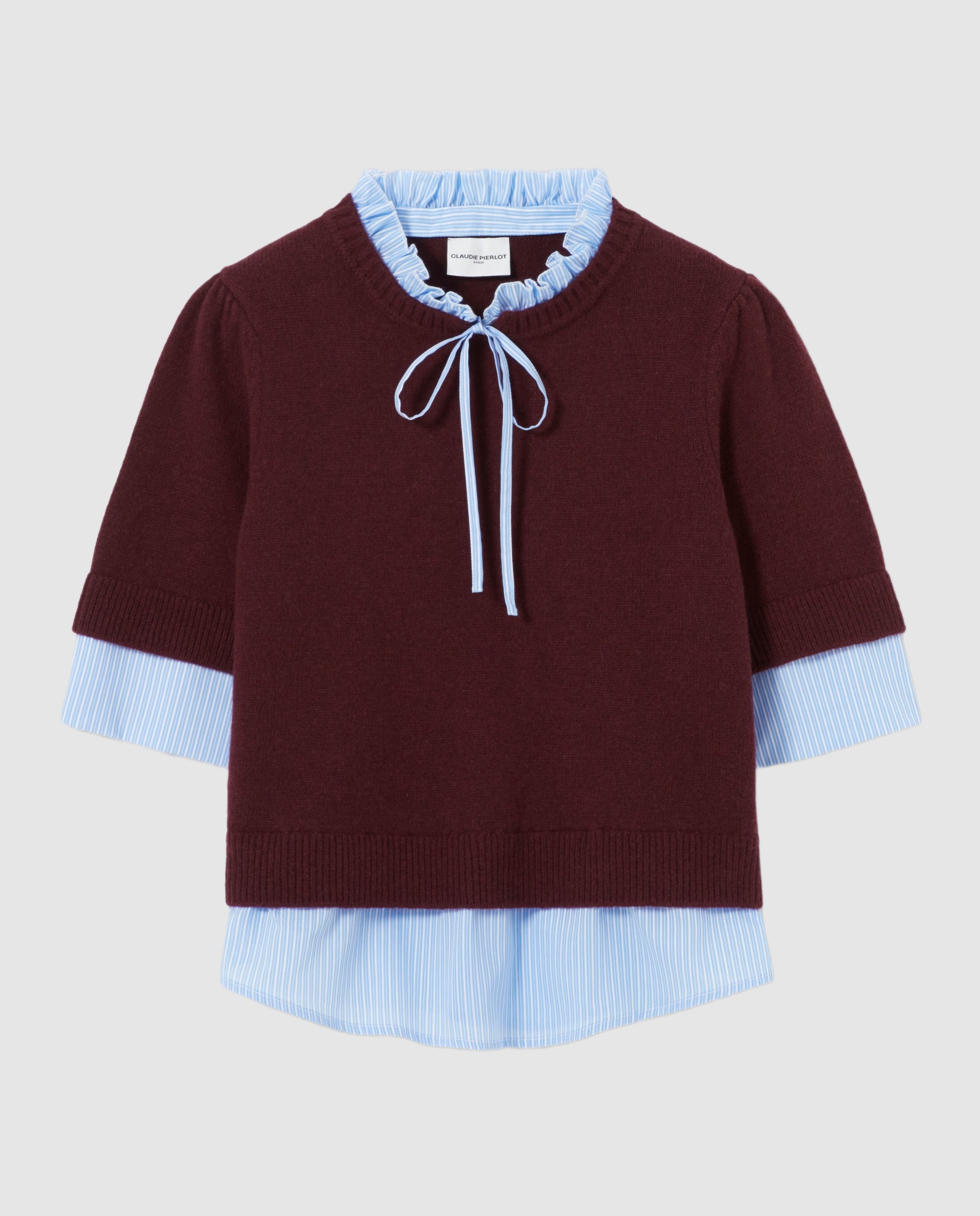 Jersey de punto de mujer con cuello victoriano y a rayas - Claudie Pierlot - Morado Morado-6