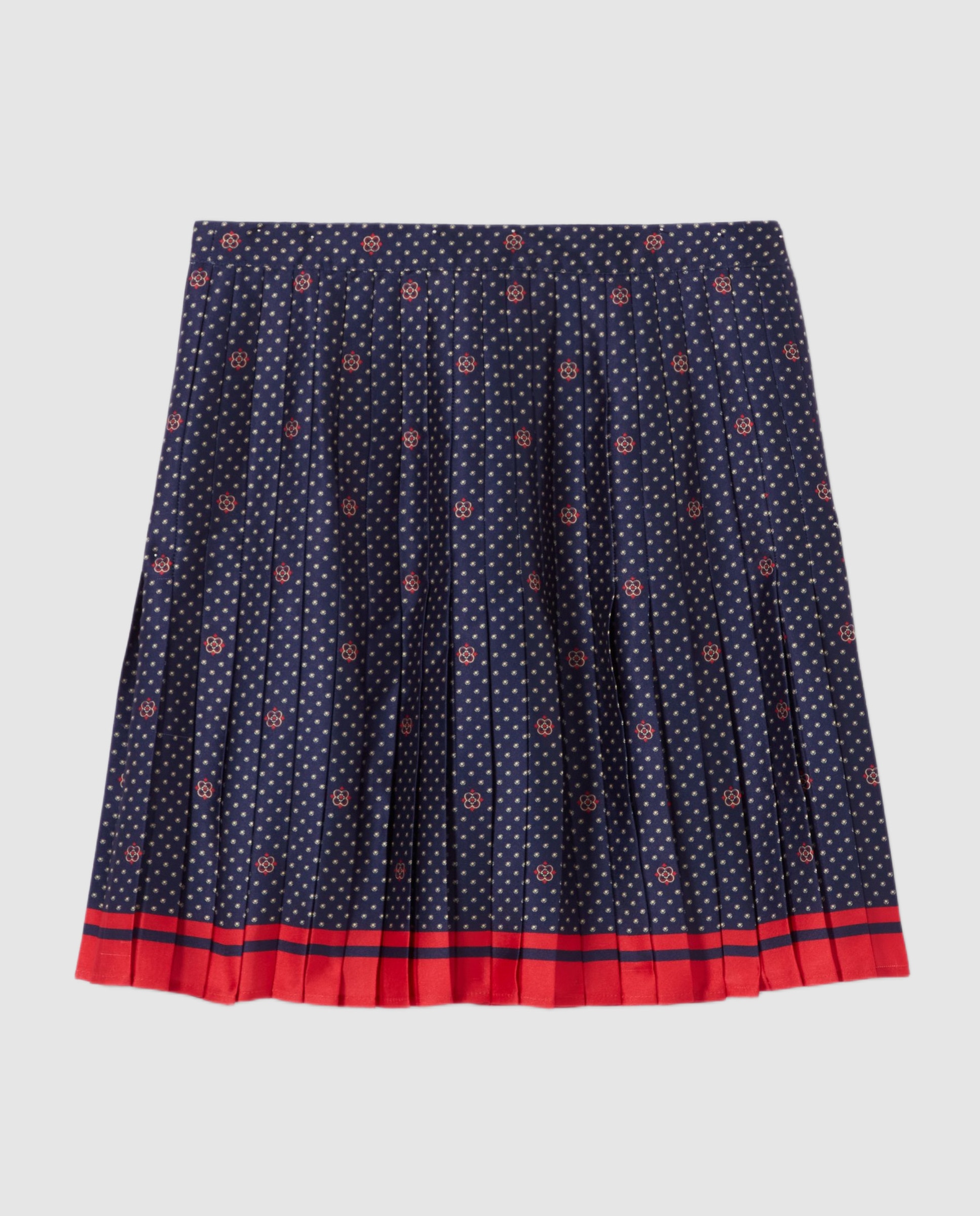 Falda corta plisada de cintura alta de satén estampado corbatero - Claudie Pierlot - Azul marino Azul marino-6