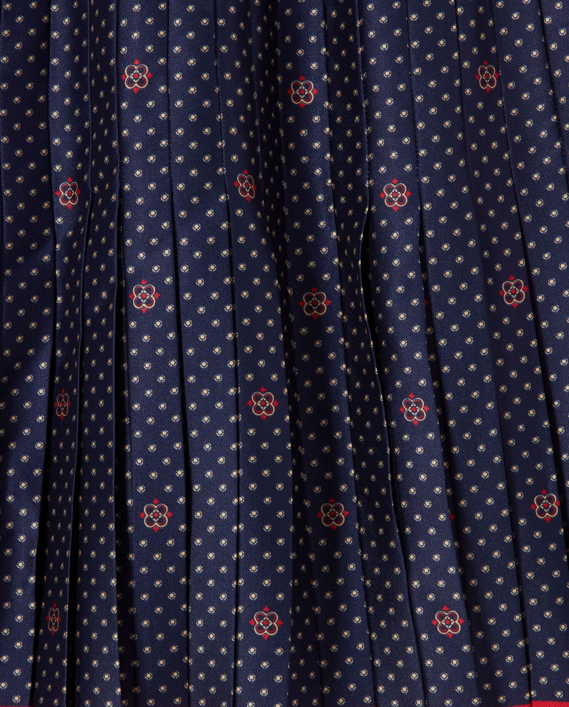 Falda corta plisada de cintura alta de satén estampado corbatero - Claudie Pierlot - Azul marino Azul marino-7