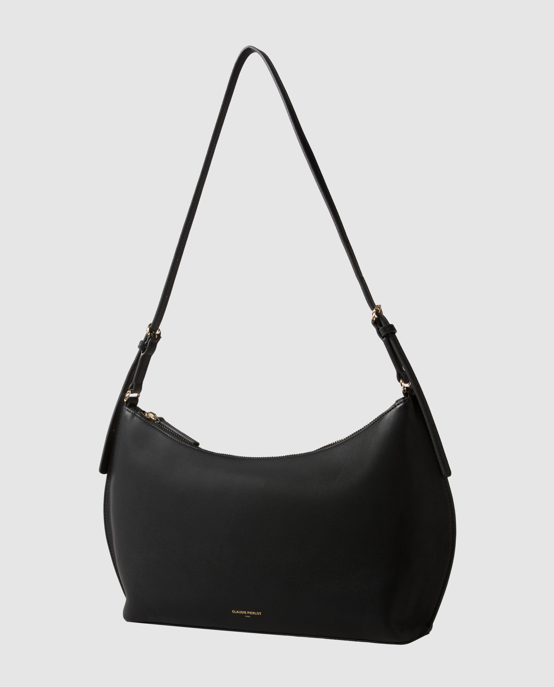 Bolso de hombro de piel lisa flexible con cremallera - Claudie Pierlot - Negro Negro-2