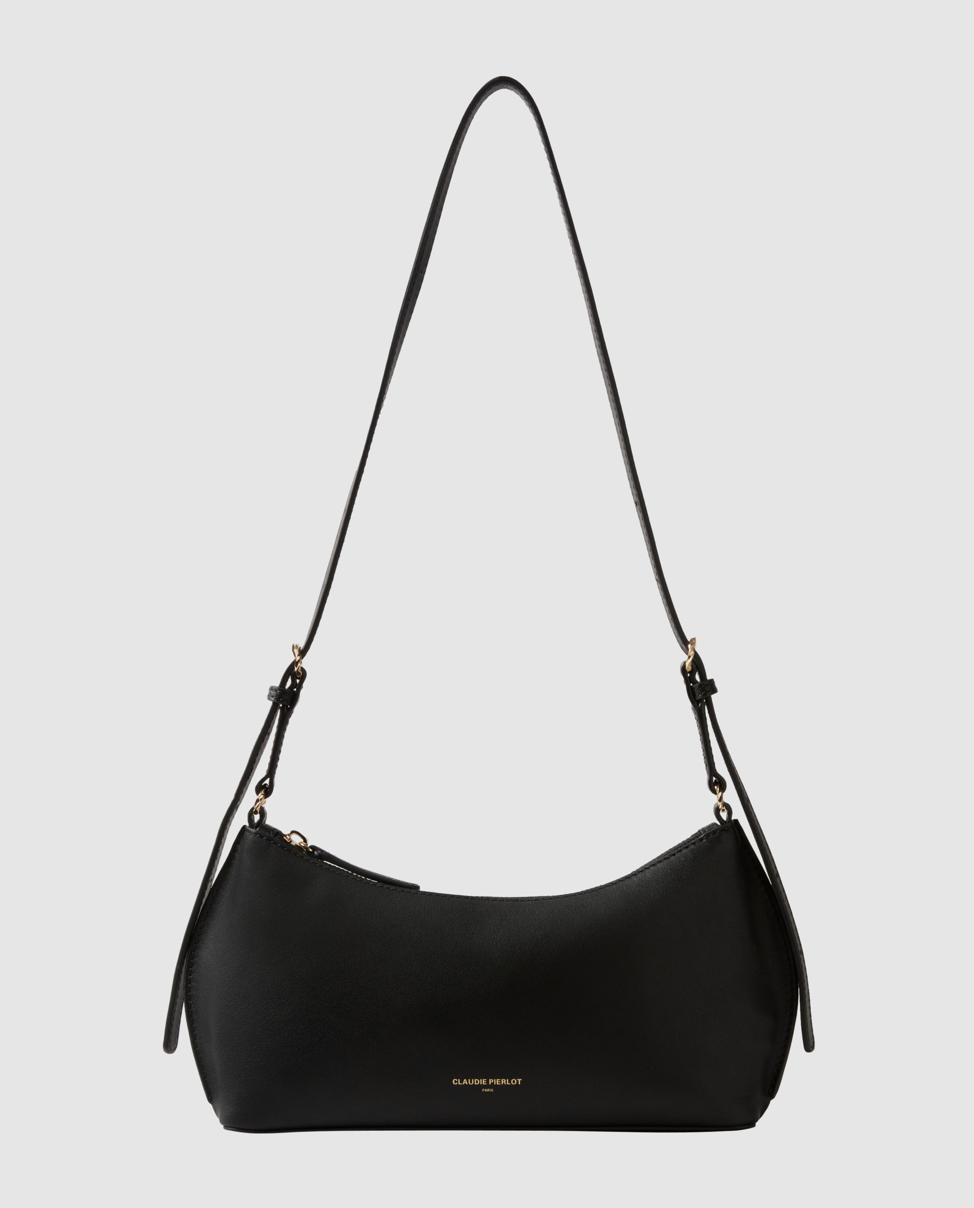Imagen 0 de Bandolera de mujer de piel lisa flexible con cremallera Negro