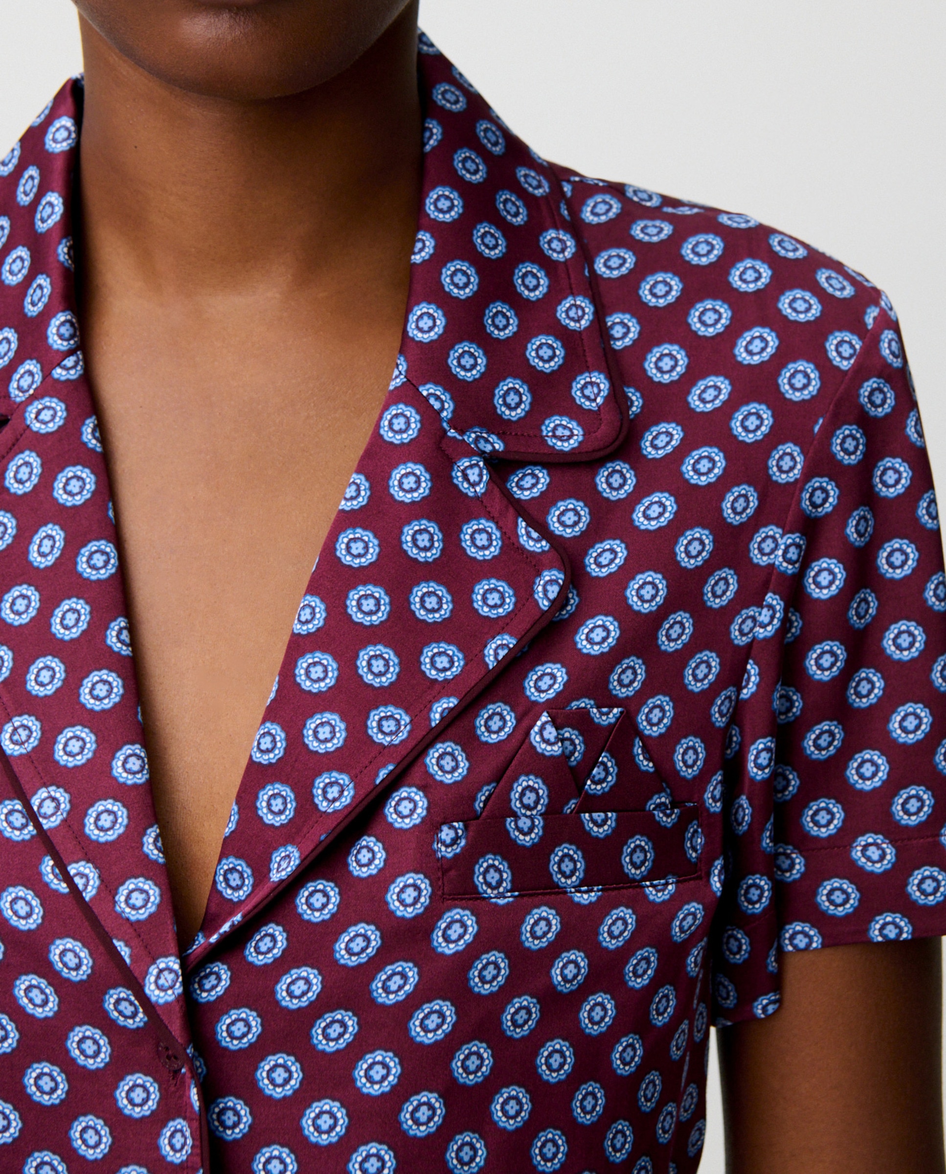 Camisa de mujer estampada de manga corta con cuello sastre - Claudie Pierlot - Burdeos Burdeos-5
