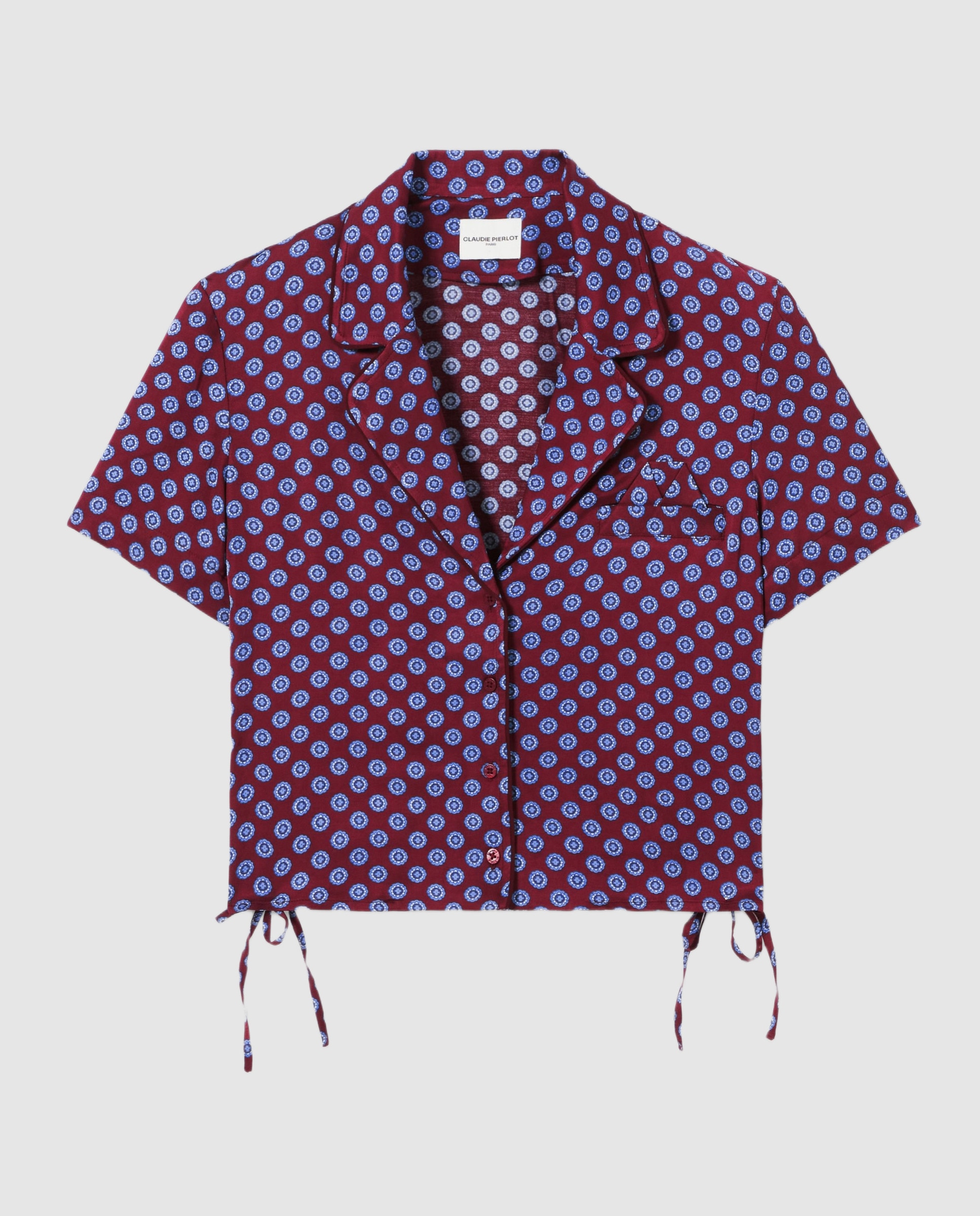 Camisa de mujer estampada de manga corta con cuello sastre - Claudie Pierlot - Burdeos Burdeos-6