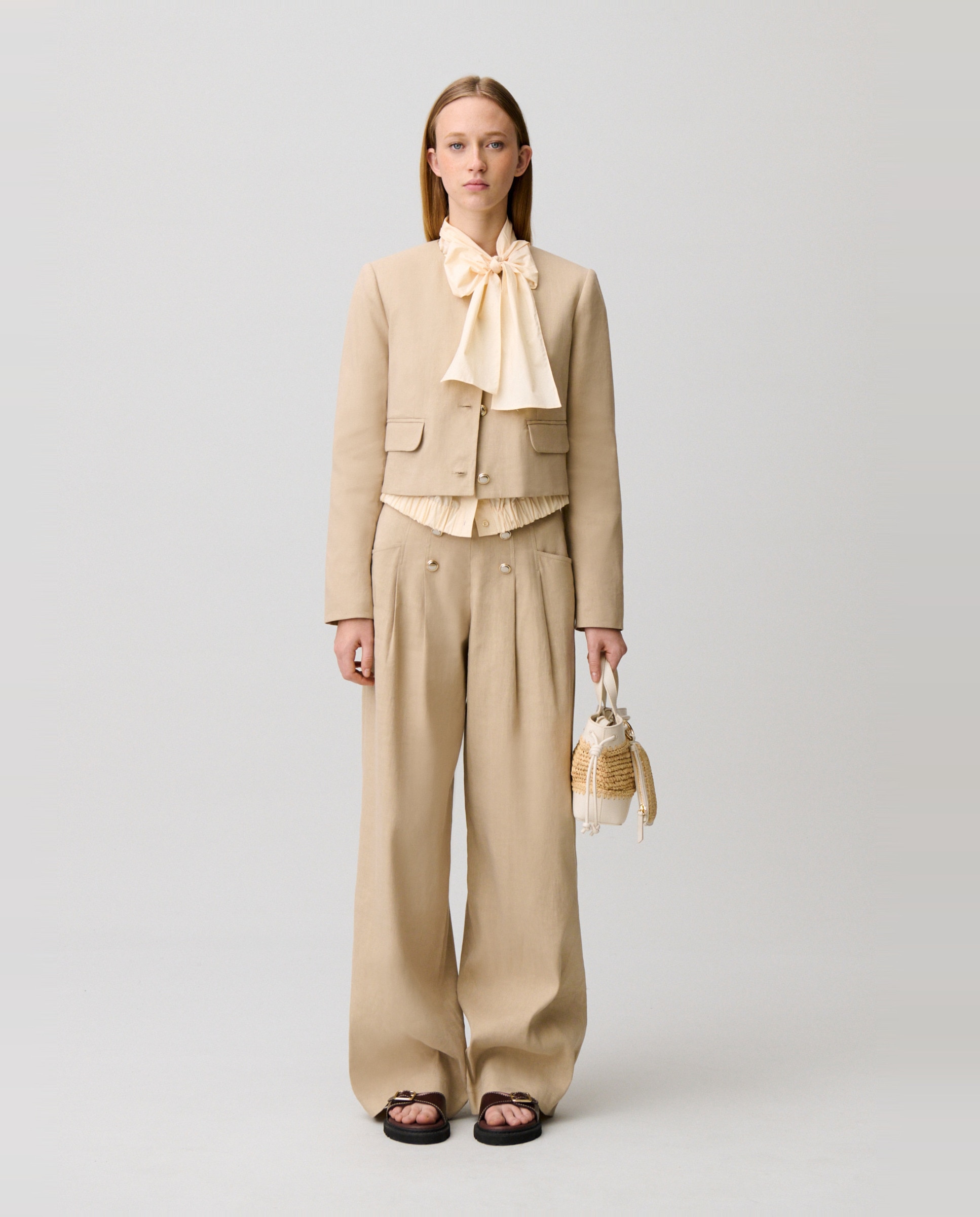 Chaqueta de mujer corta sastre - Claudie Pierlot - Natural Natural-3