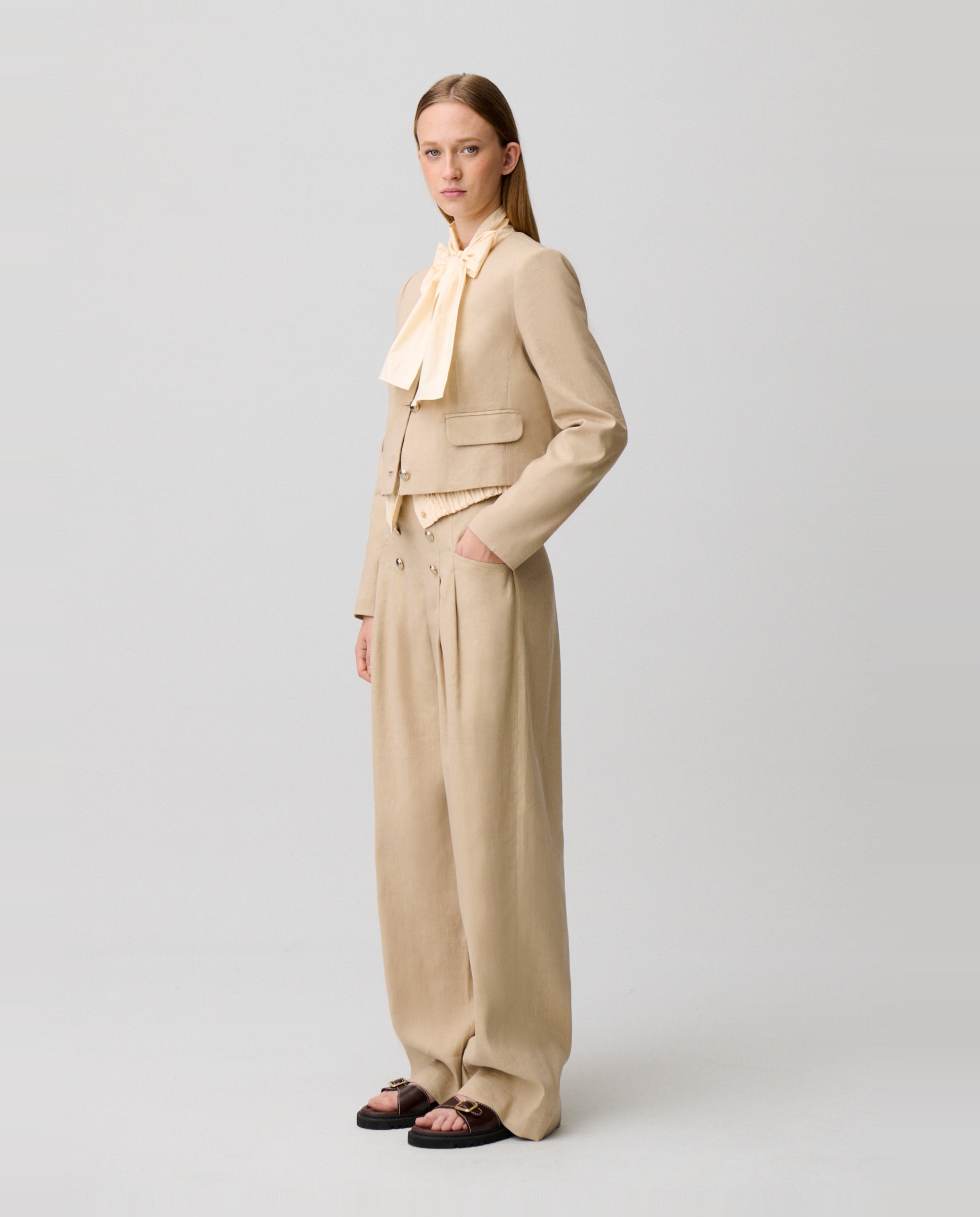 Chaqueta de mujer corta sastre - Claudie Pierlot - Natural Natural-4