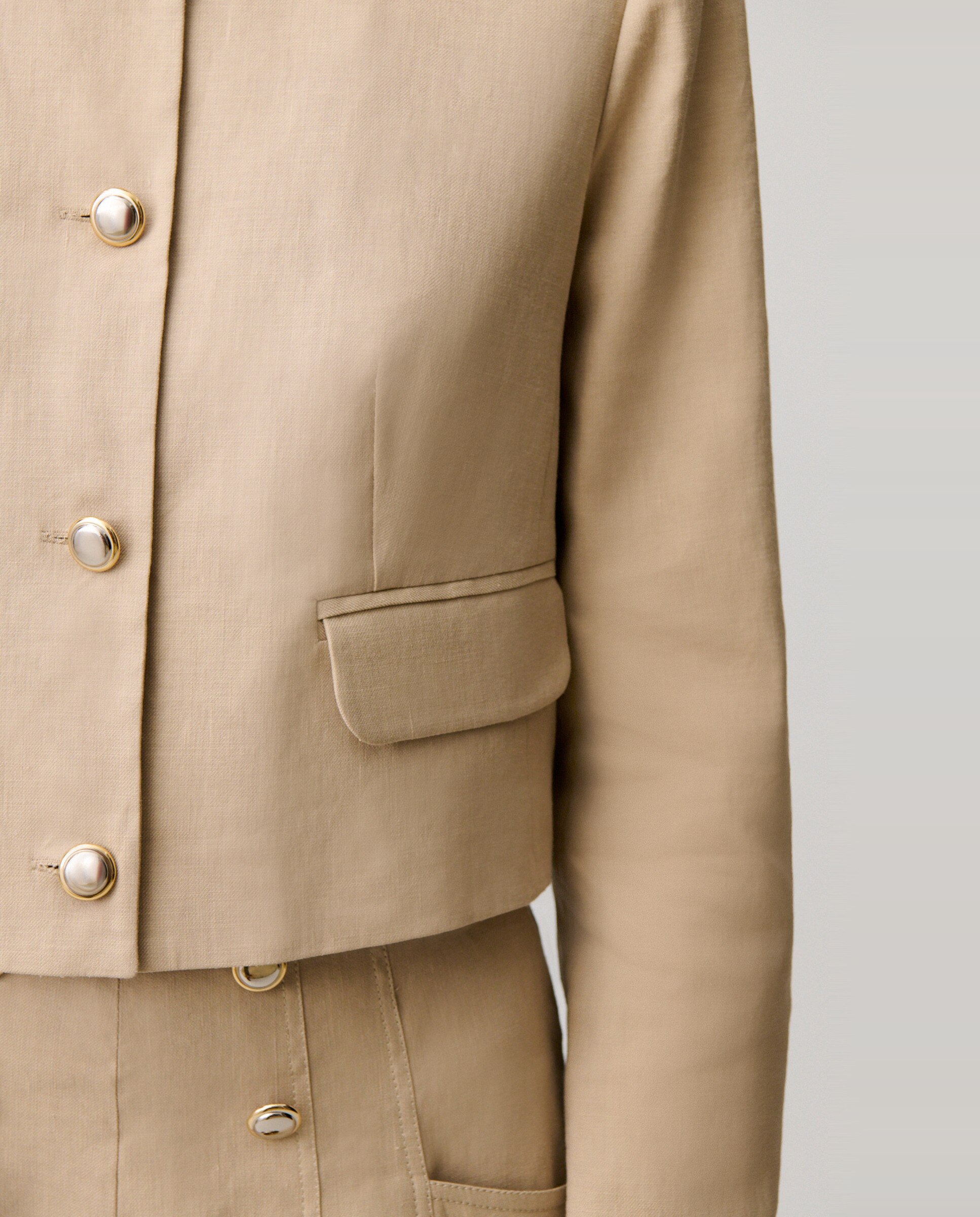 Chaqueta de mujer corta sastre - Claudie Pierlot - Natural Natural-5