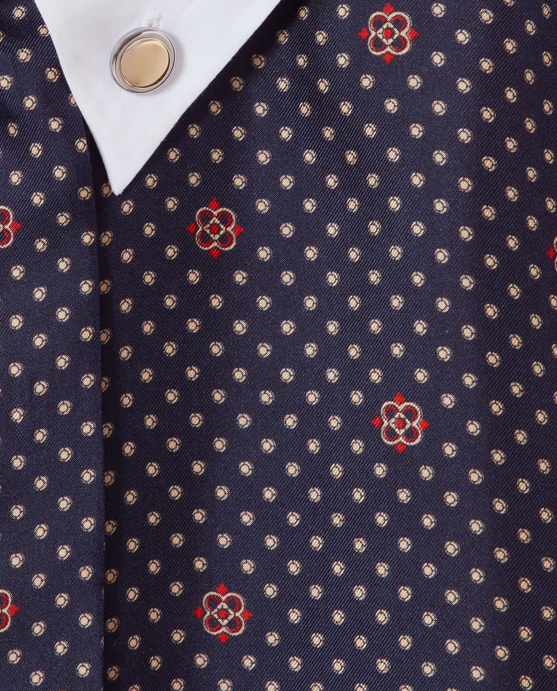 Camisa de mujer estampada de seda de corte boxy y cuello en contraste - Claudie Pierlot - Azul marino Azul marino-6