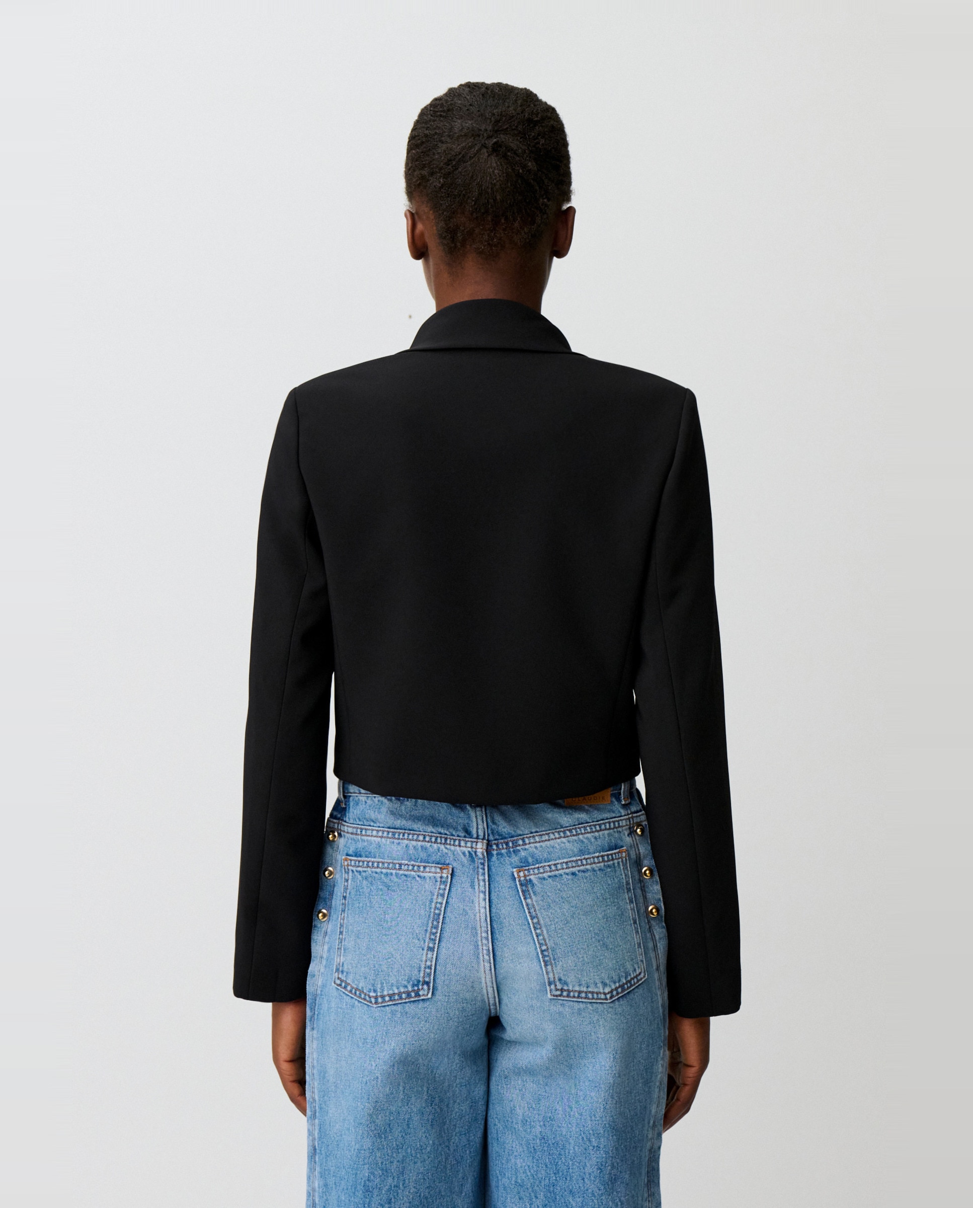 Chaqueta de mujer cuello pañuelo desmontable estilo caja - Claudie Pierlot - Negro Negro-2