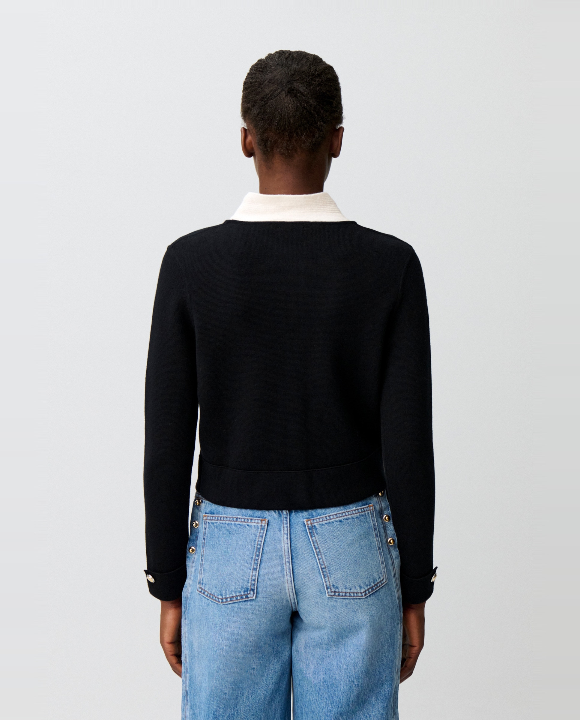 Cárdigan de punto de mujer grueso con cuello fular desmontable - Claudie Pierlot - Multicolor Multicolor-2