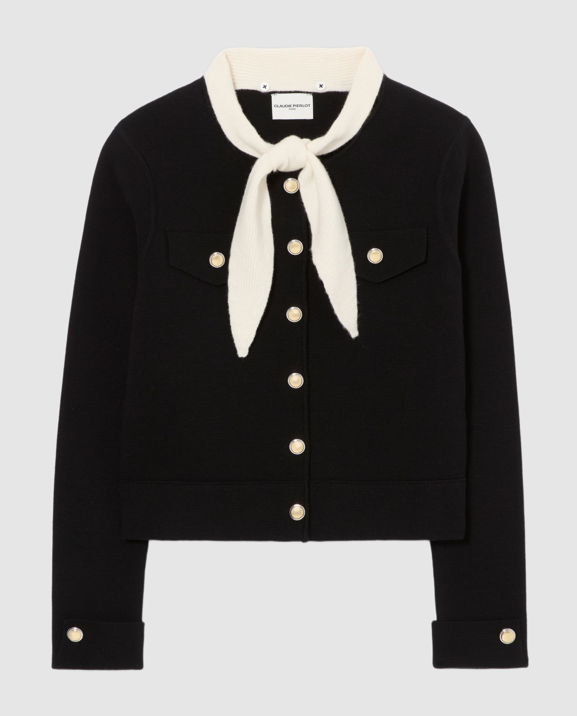 Cárdigan de punto de mujer grueso con cuello fular desmontable - Claudie Pierlot - Multicolor Multicolor-7